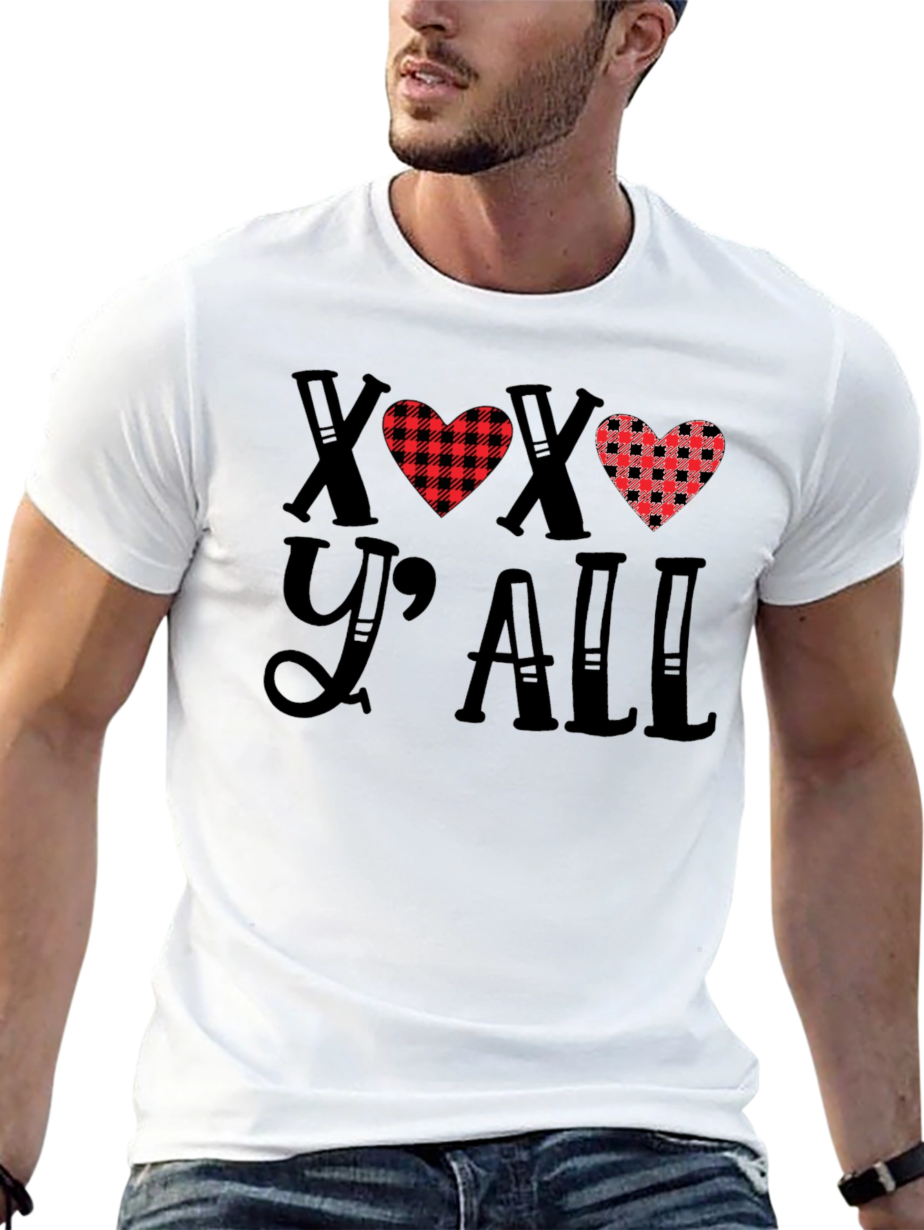 XOXO Yall Buffalo Plaid Heart T-Shirt