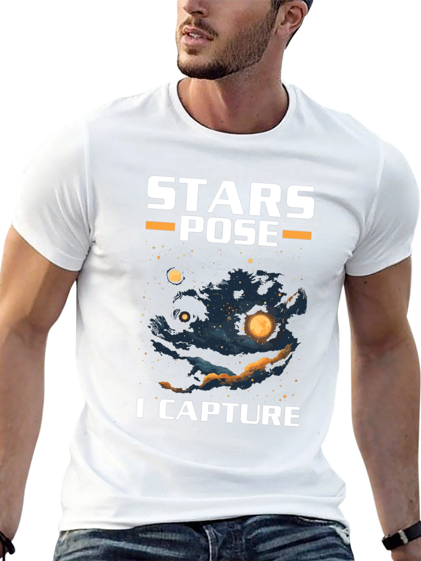 Stars Pose I Capture Graphic T-Shirt - Celestial Design