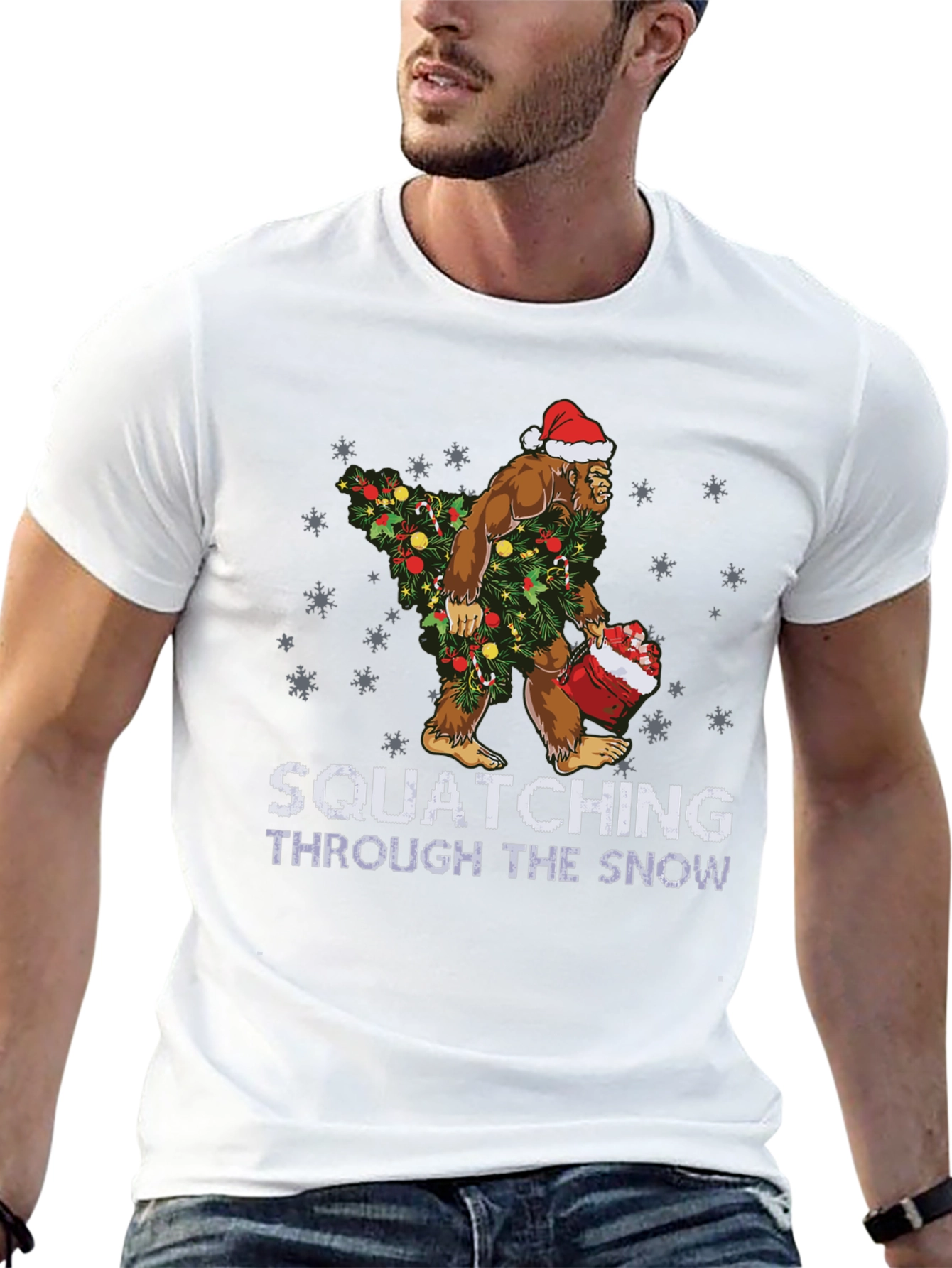 Squatching Through The Snow Christmas T-Shirt