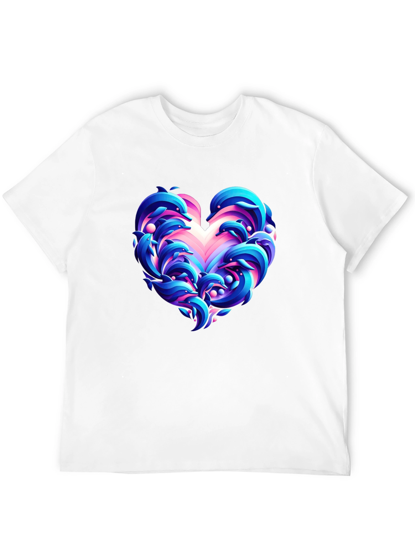 Dolphin Heart Graphic Black T-Shirt