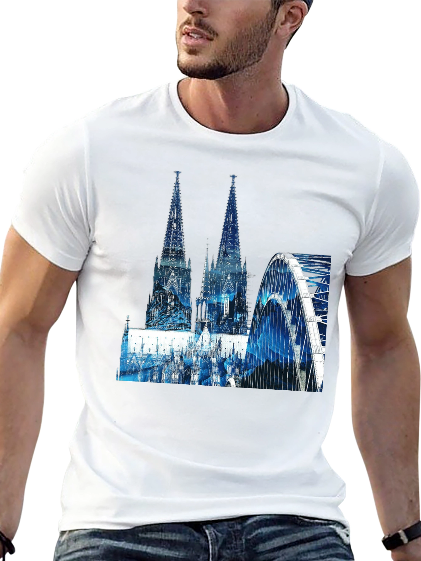 Cologne Cathedral & Bridge Graphic Black T-Shirt
