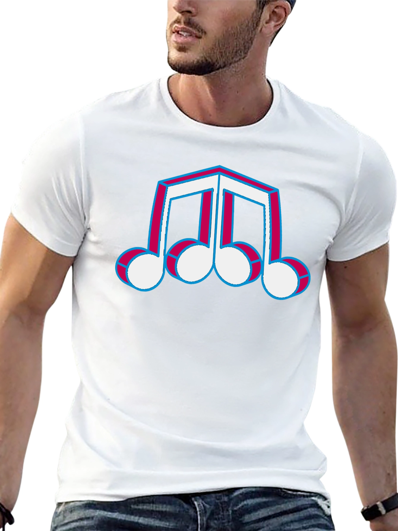 Retro Music Note T-Shirt - Black