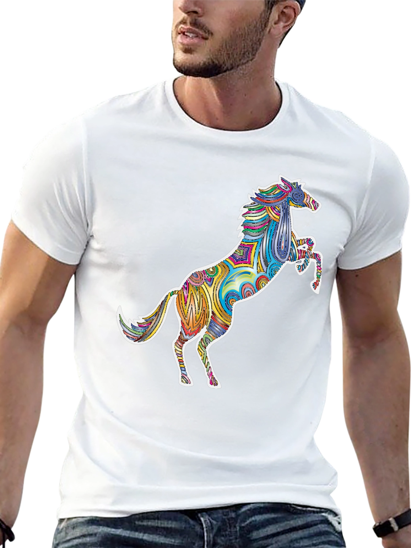 Psychedelic Horse Graphic T-Shirt - Bold Statement Tee