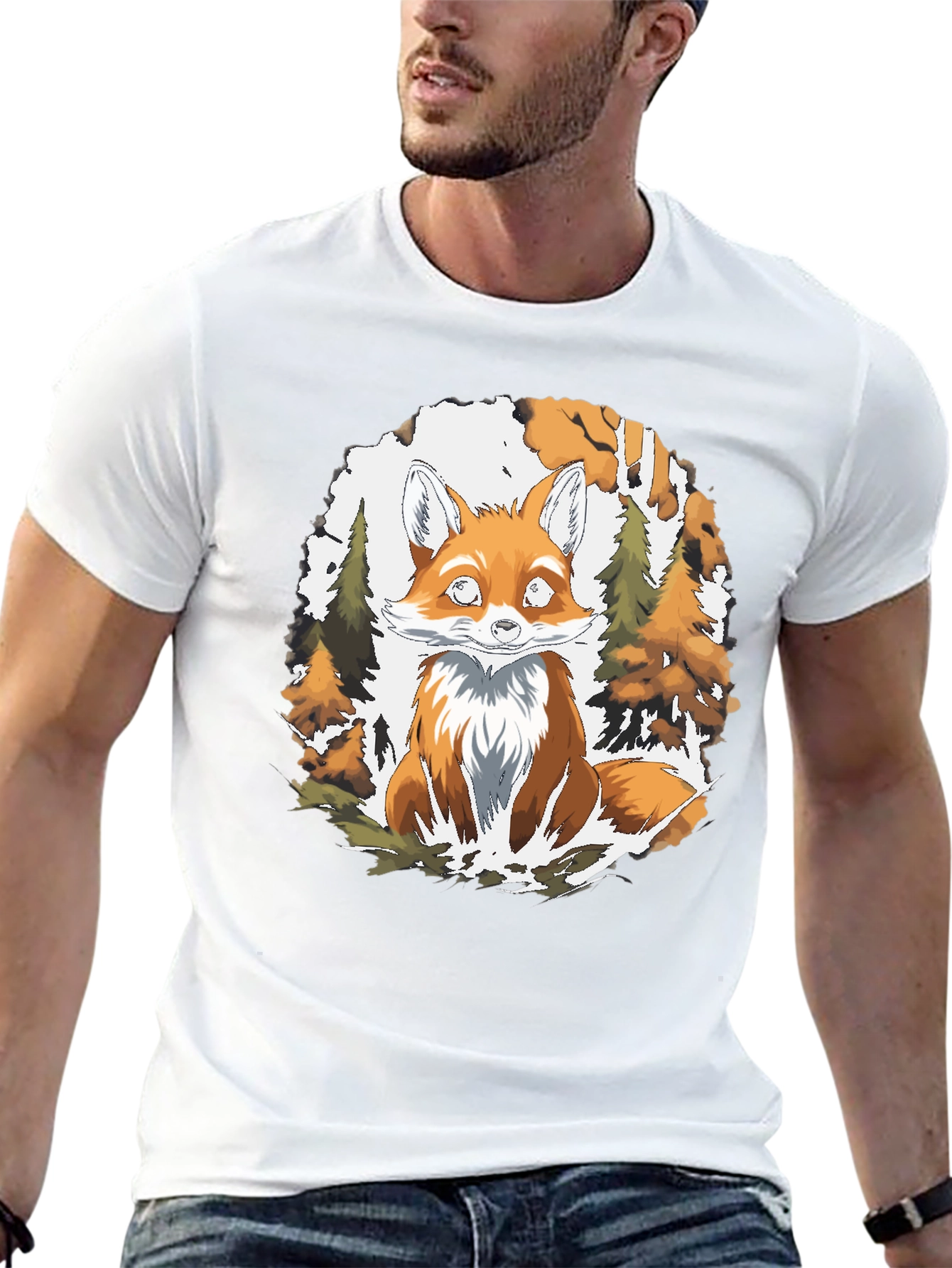 Fox in the Woods Graphic Tee - Black
