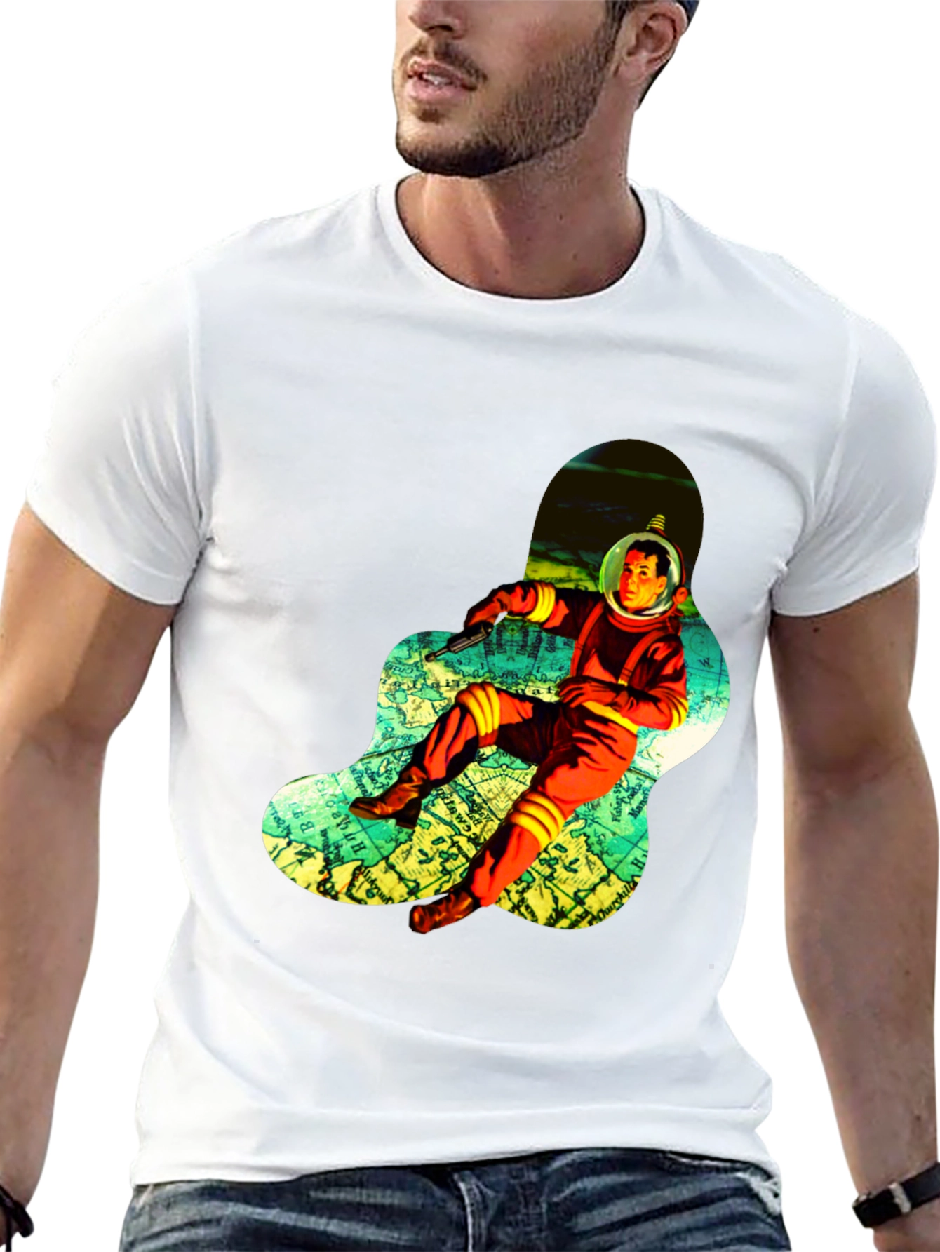 Retro Spaceman Graphic Tee - Black