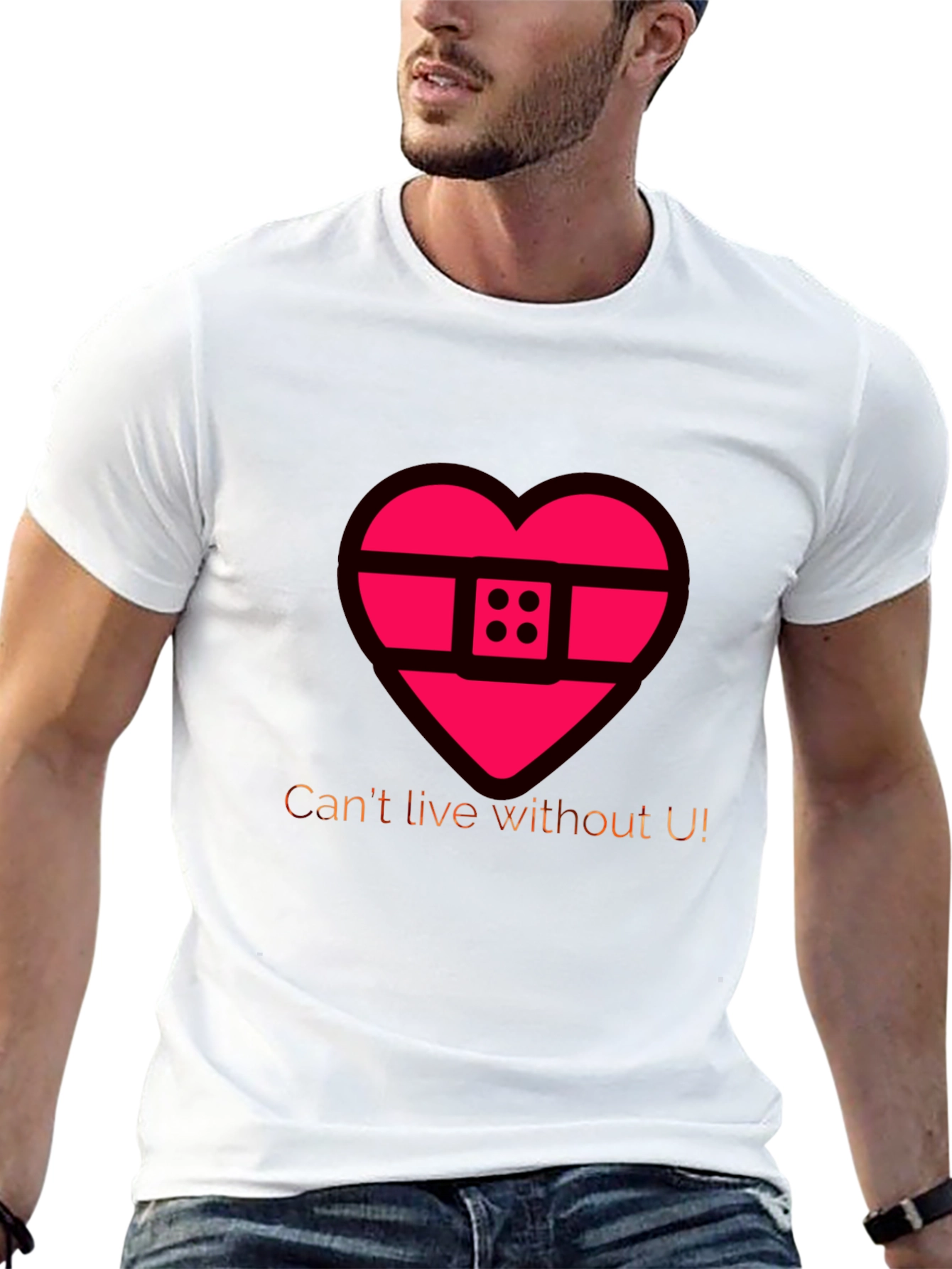 Heart Band-Aid Graphic Tee - Cant Live Without U!