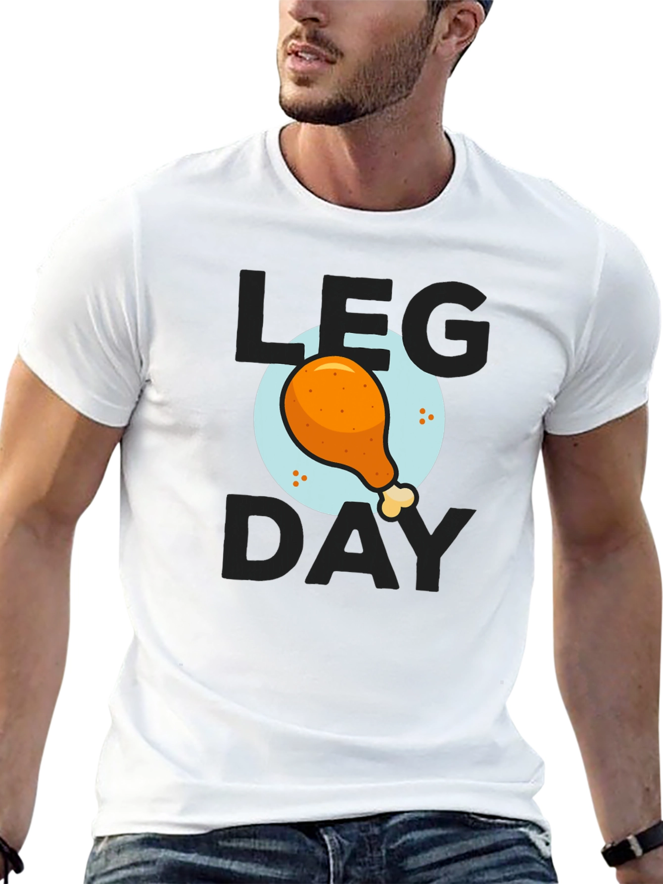 Mens Leg Day Chicken Graphic Tee - Black