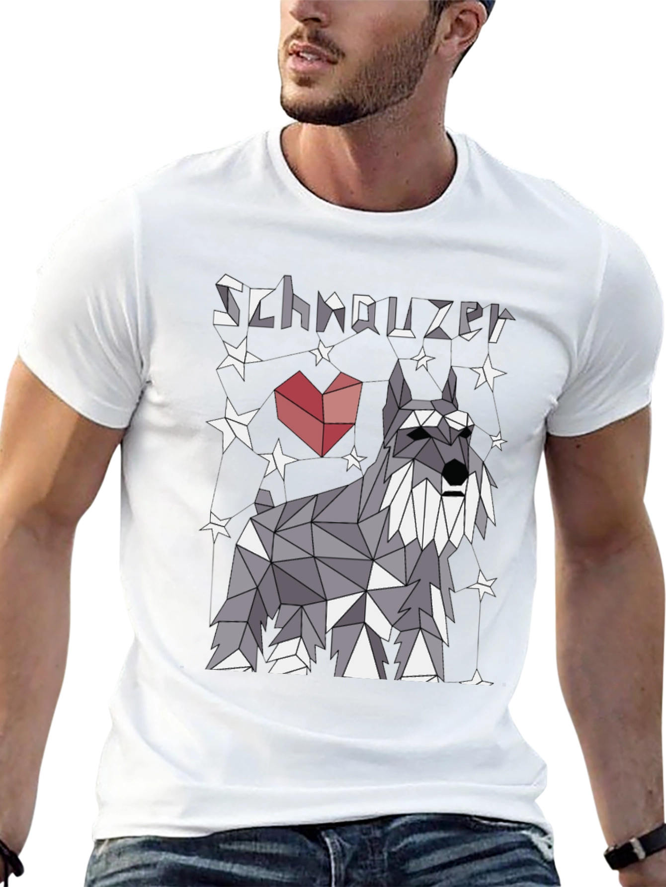Geometric Schnauzer Dog T-Shirt - Stylish Pet Lover Tee