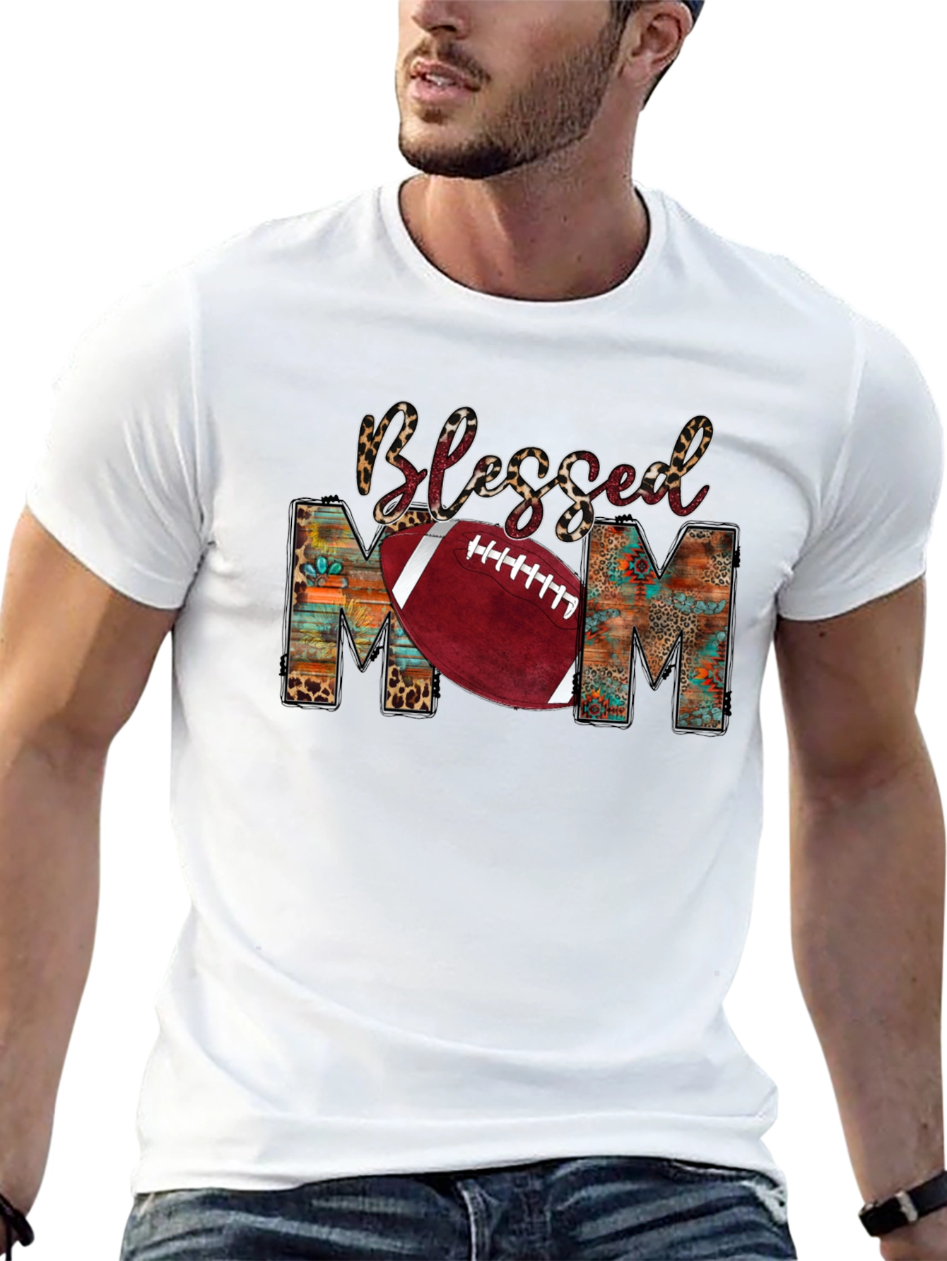 Blessed Mom Football Graphic Tee