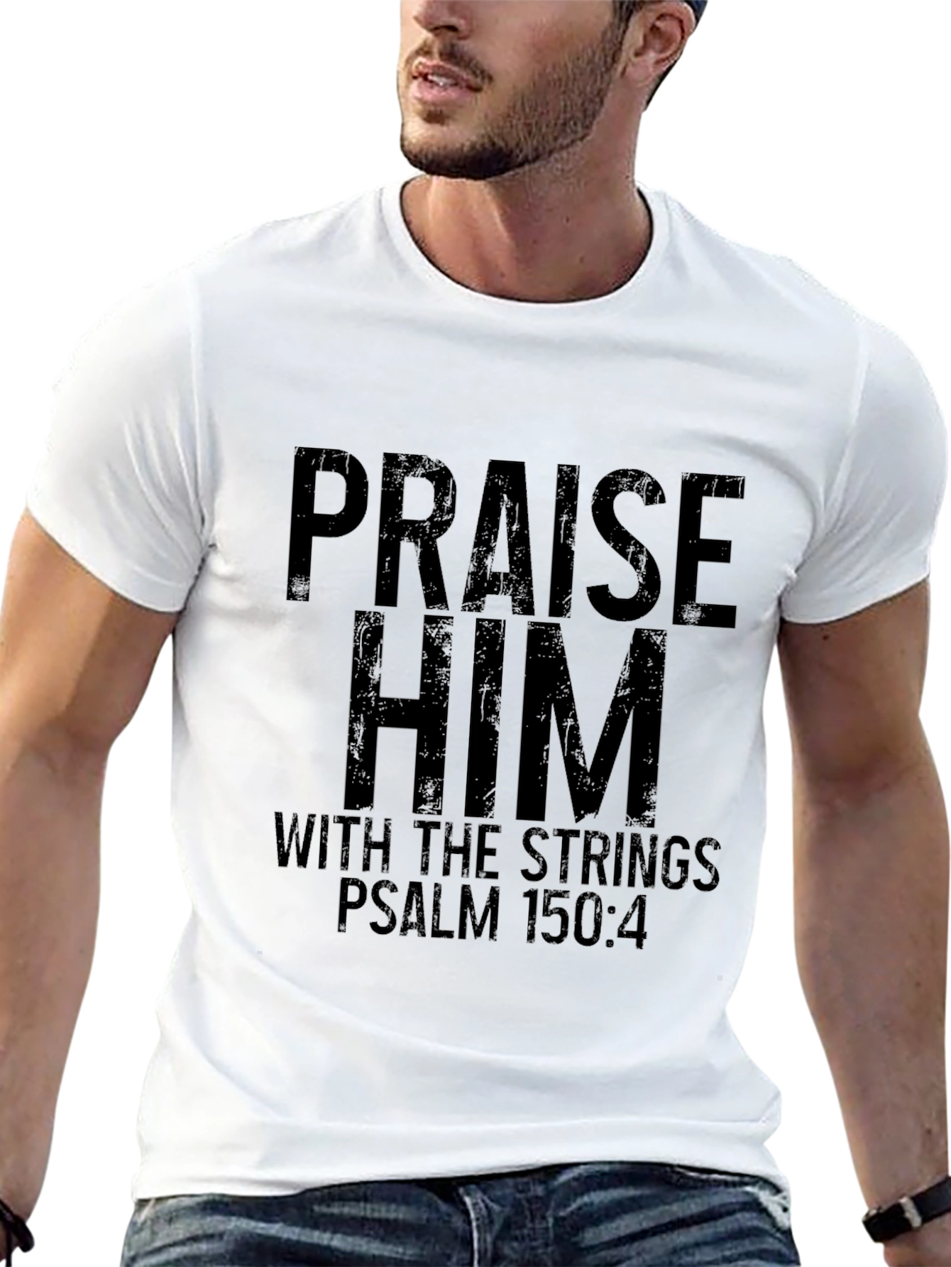 Praise Him Mens Black Christian T-Shirt