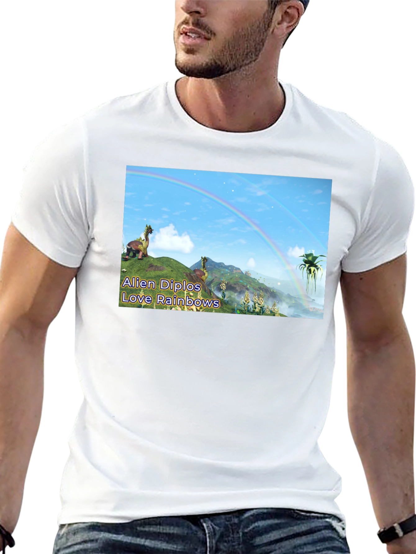 Alien Diplos Love Rainbows Graphic T-Shirt