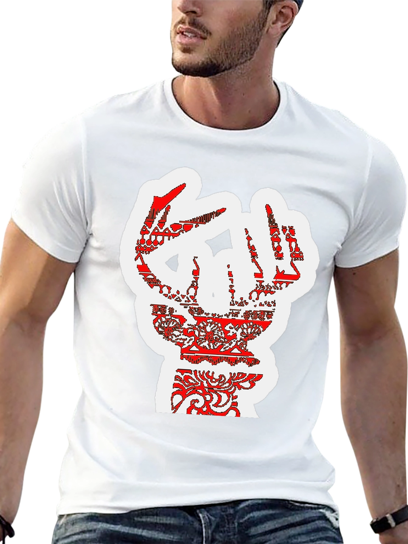 Bold Graphic Tee - Artistic Hand Design