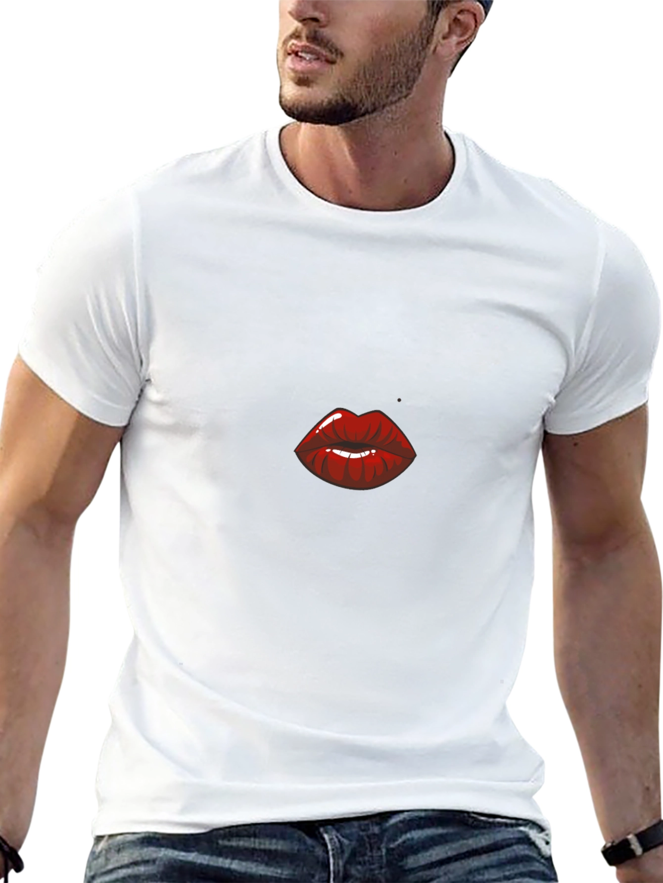 Kiss Lips Graphic T-Shirt - Black Cotton Blend Tee