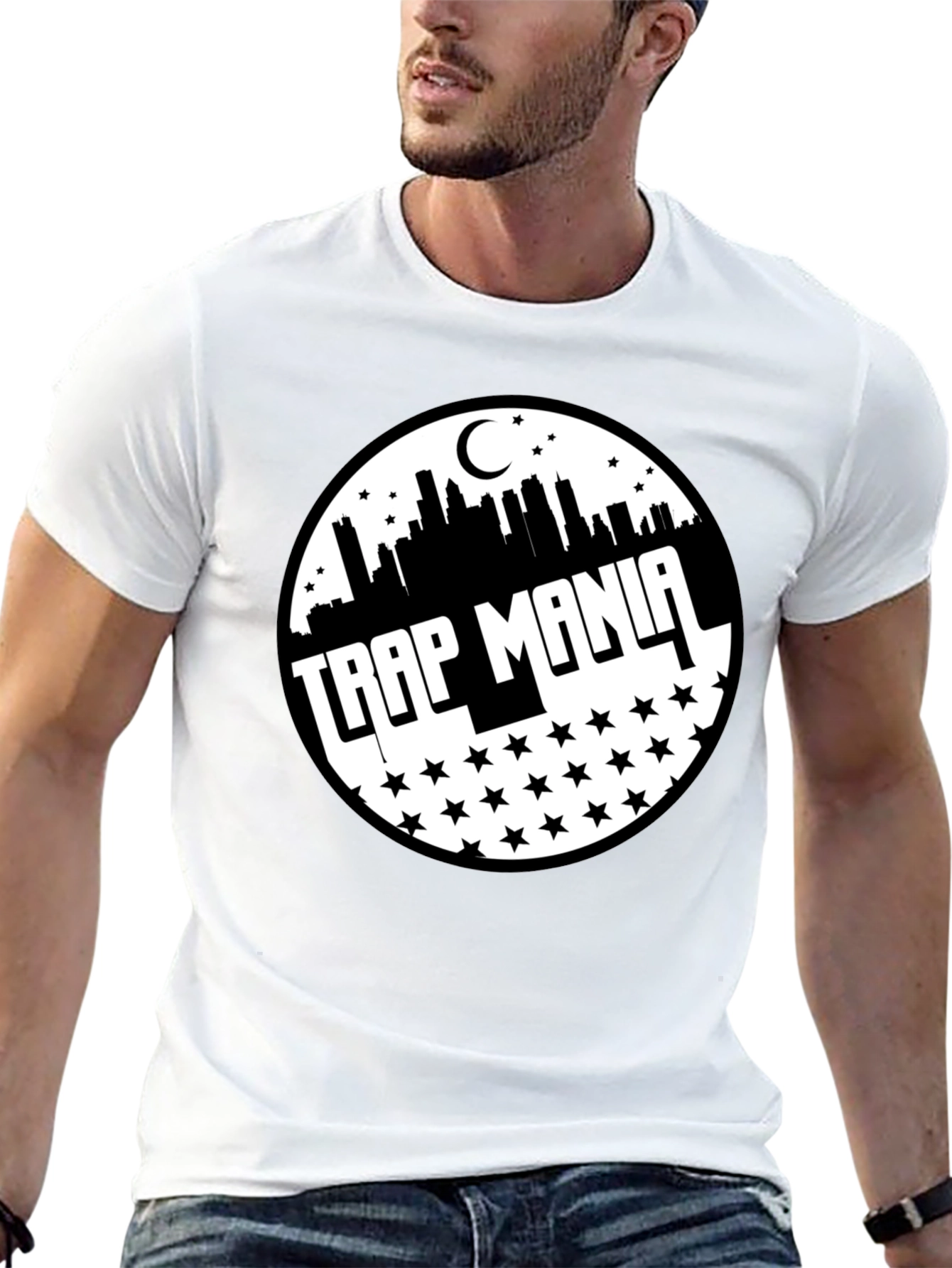 Trap Mania Graphic Tee - Cityscape Star Design