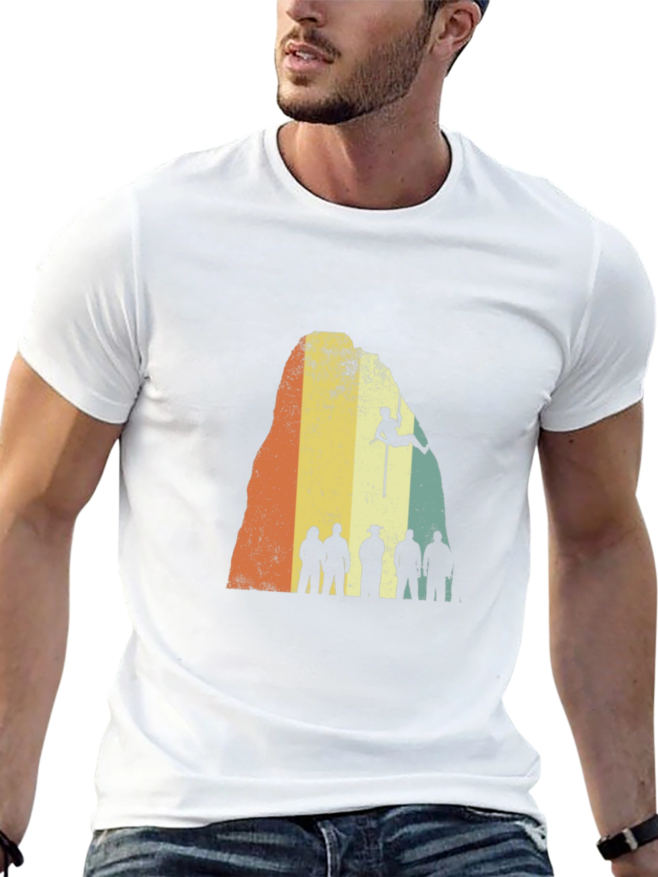 Retro Rock Climbing Silhouette Black T-Shirt