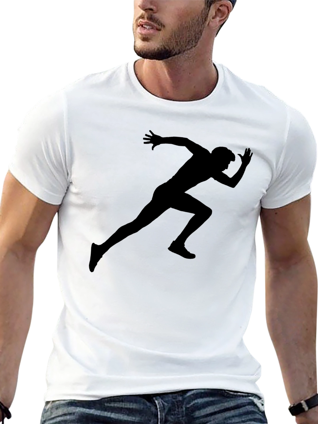 Mens Running Silhouette Graphic Tee - Black