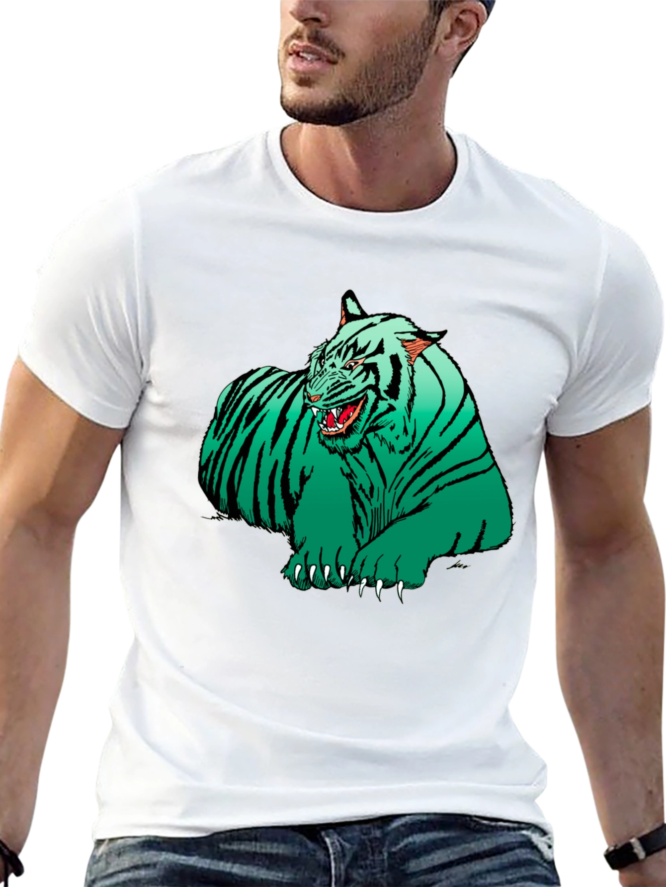 Green Tiger Graphic T-Shirt