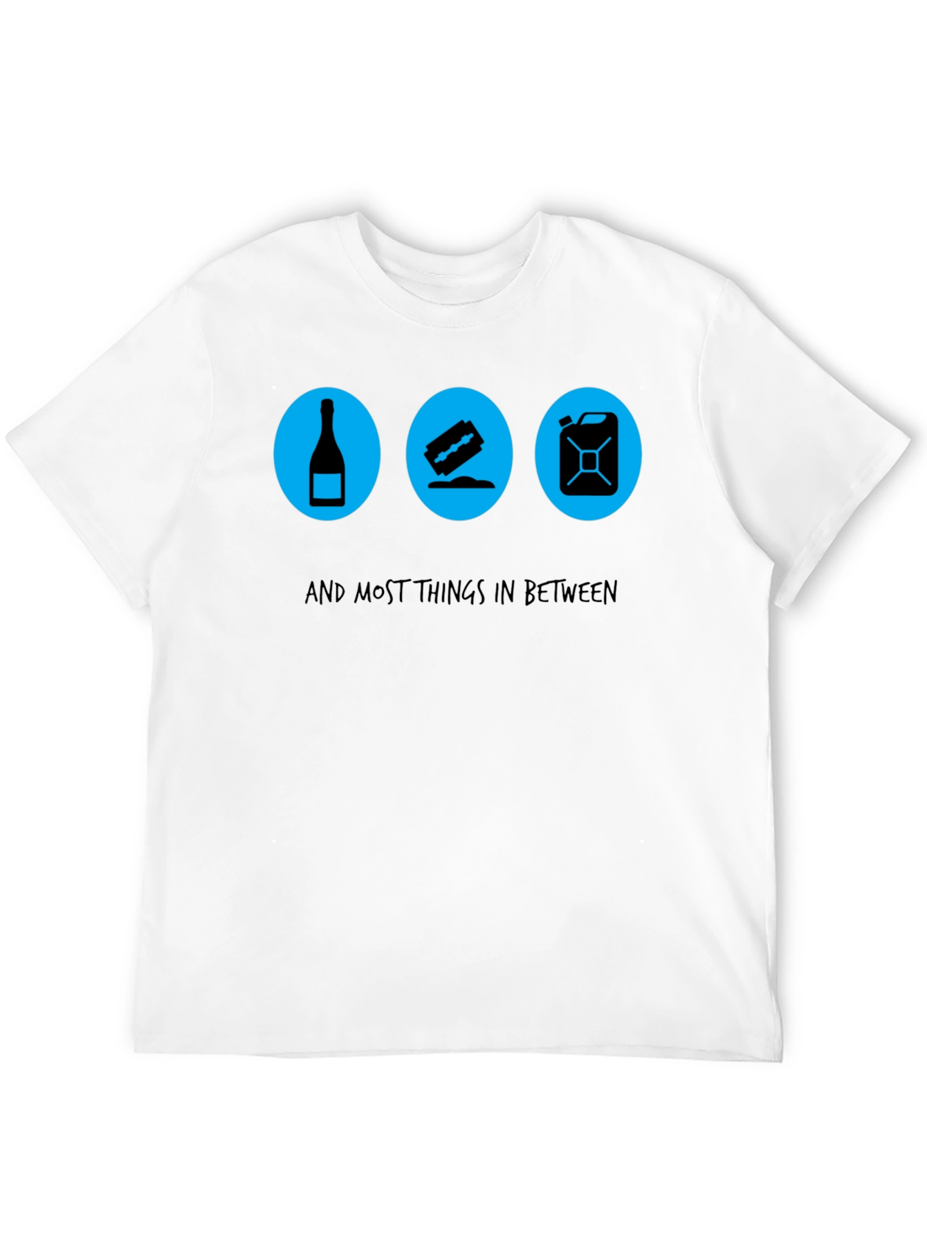 Humorous Graphic Tee: Booze Blades and Fuel