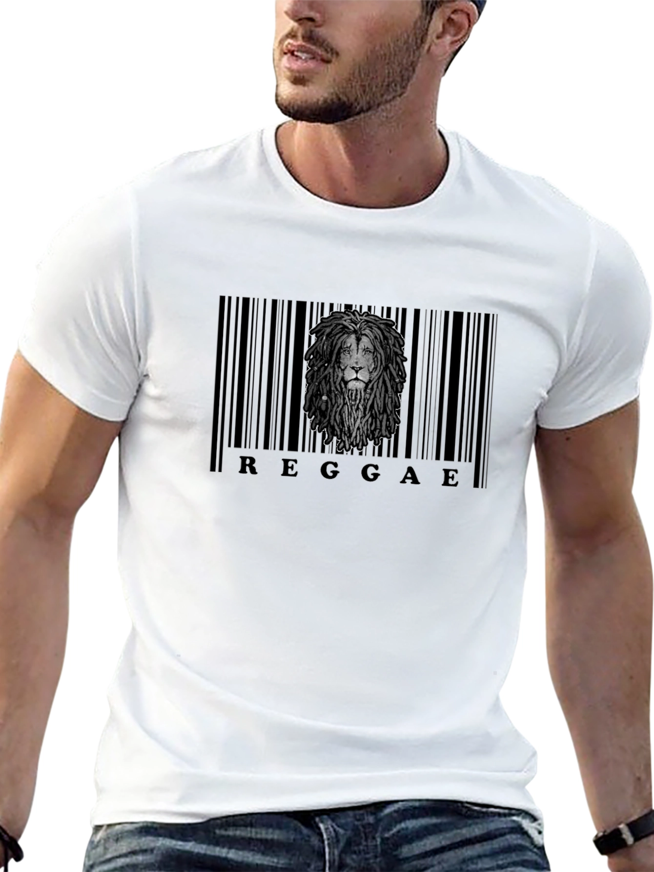 Reggae Lion Barcode Black T-Shirt