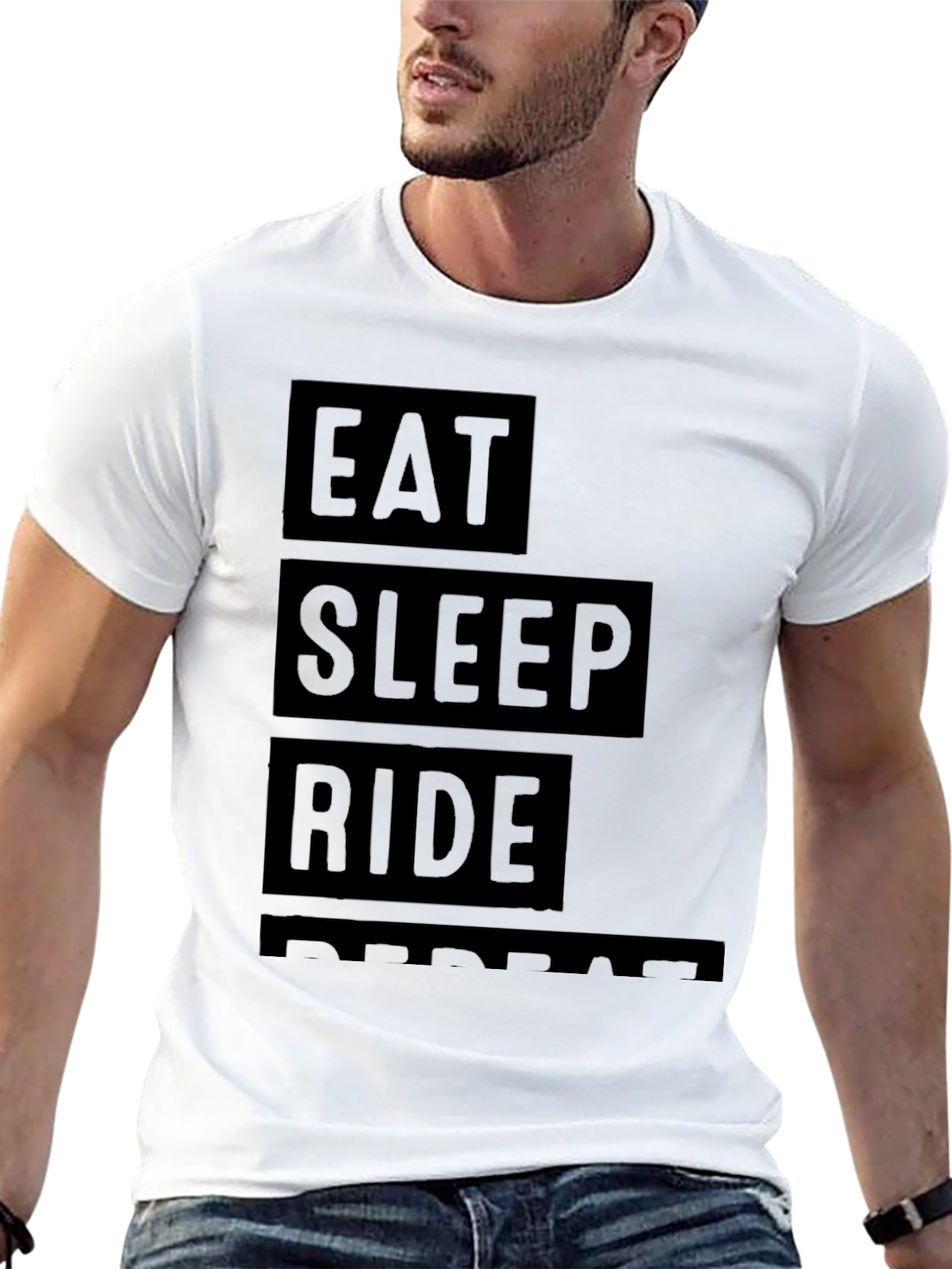 Eat Sleep Ride Repeat Black Graphic Tee