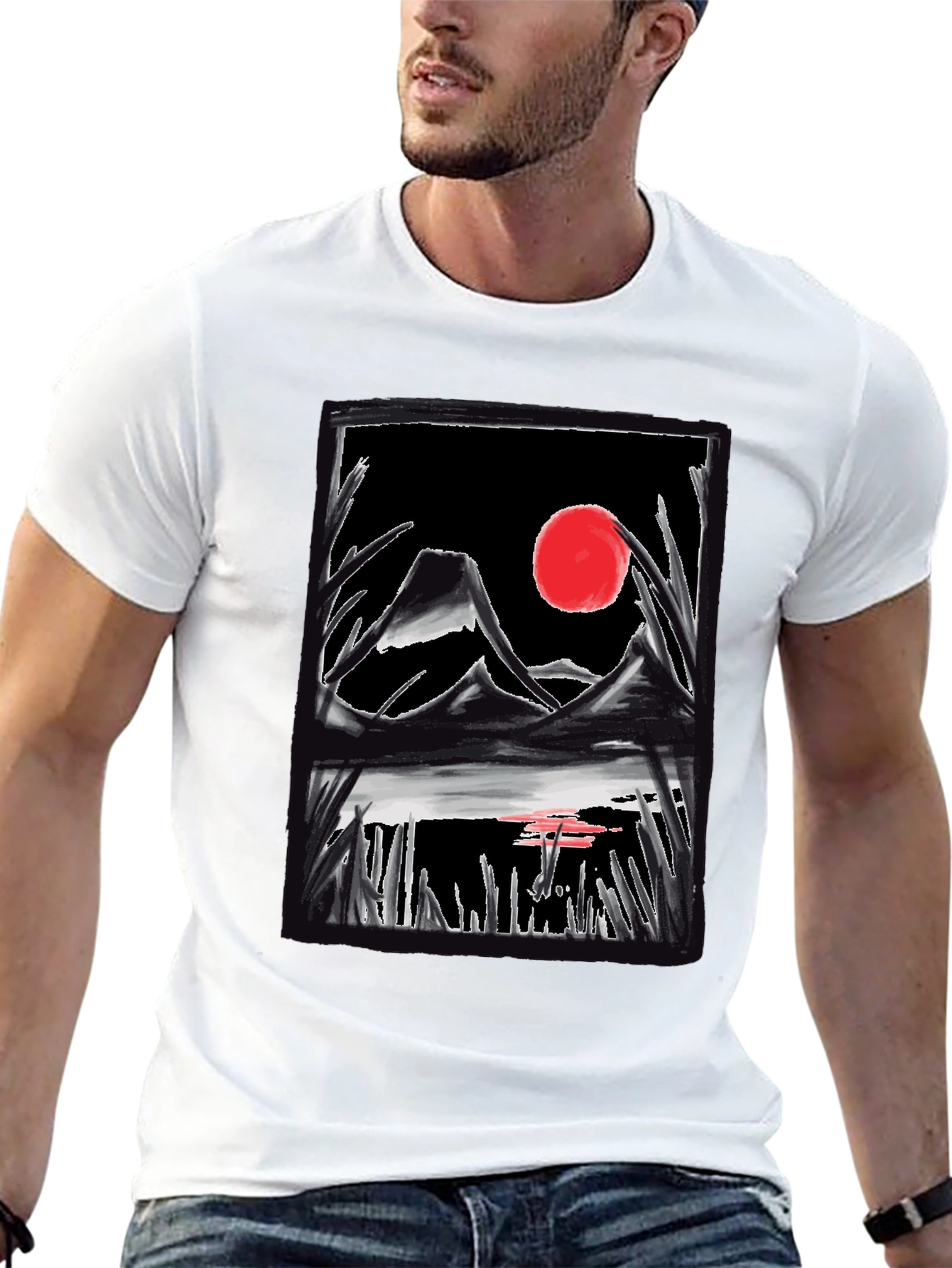 Japanese Art T-Shirt - Mountain Sunset
