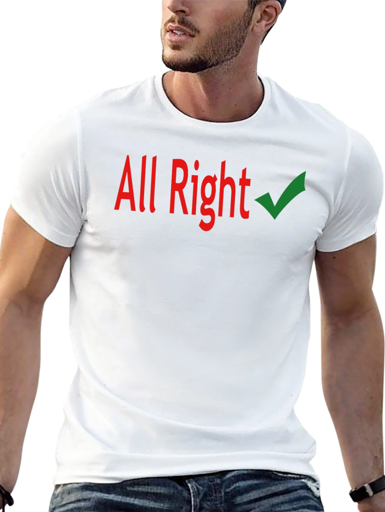 All Right Checkmark Graphic Tee - Casual Black T-Shirt
