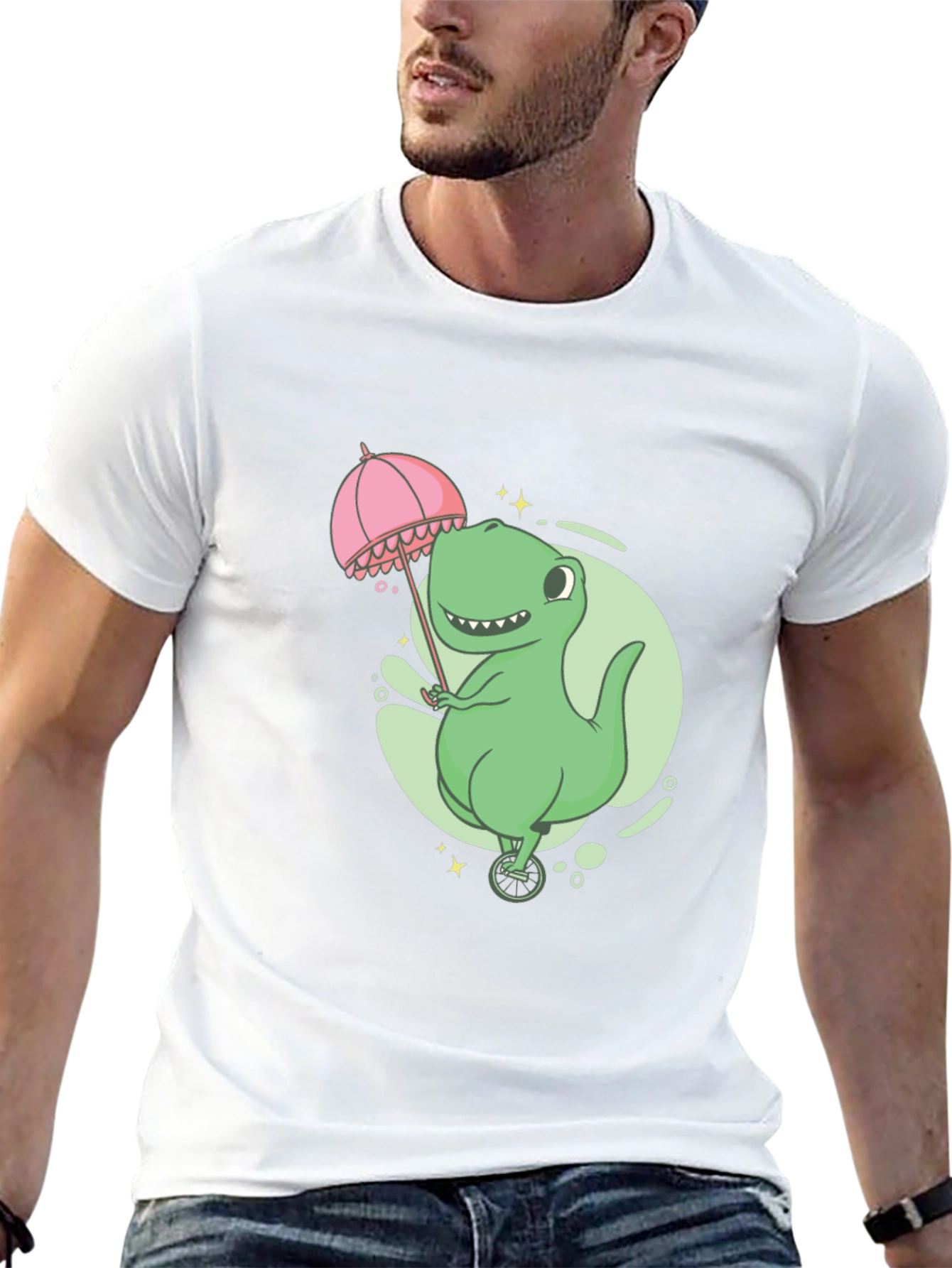 Dino Unicycle T-Shirt - Black Graphic Tee