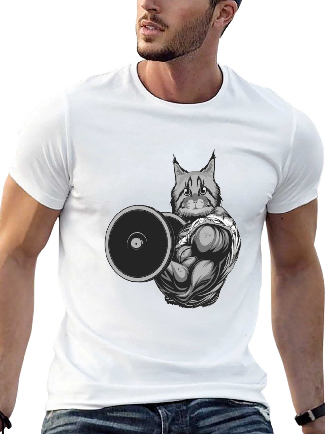 Cat Lifting Weights T-Shirt