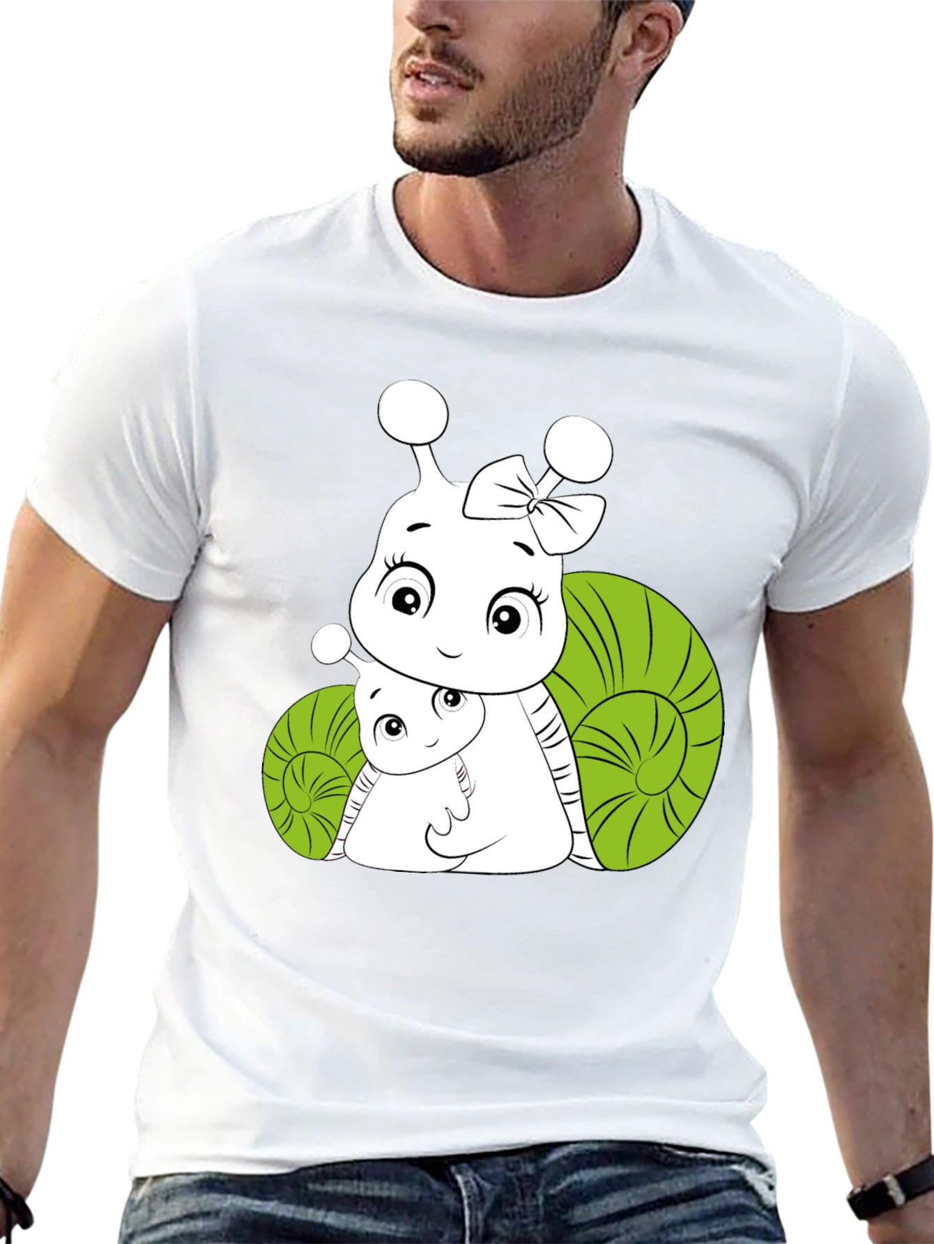 Snail Family Graphic Tee - Black Cotton T-Shirt