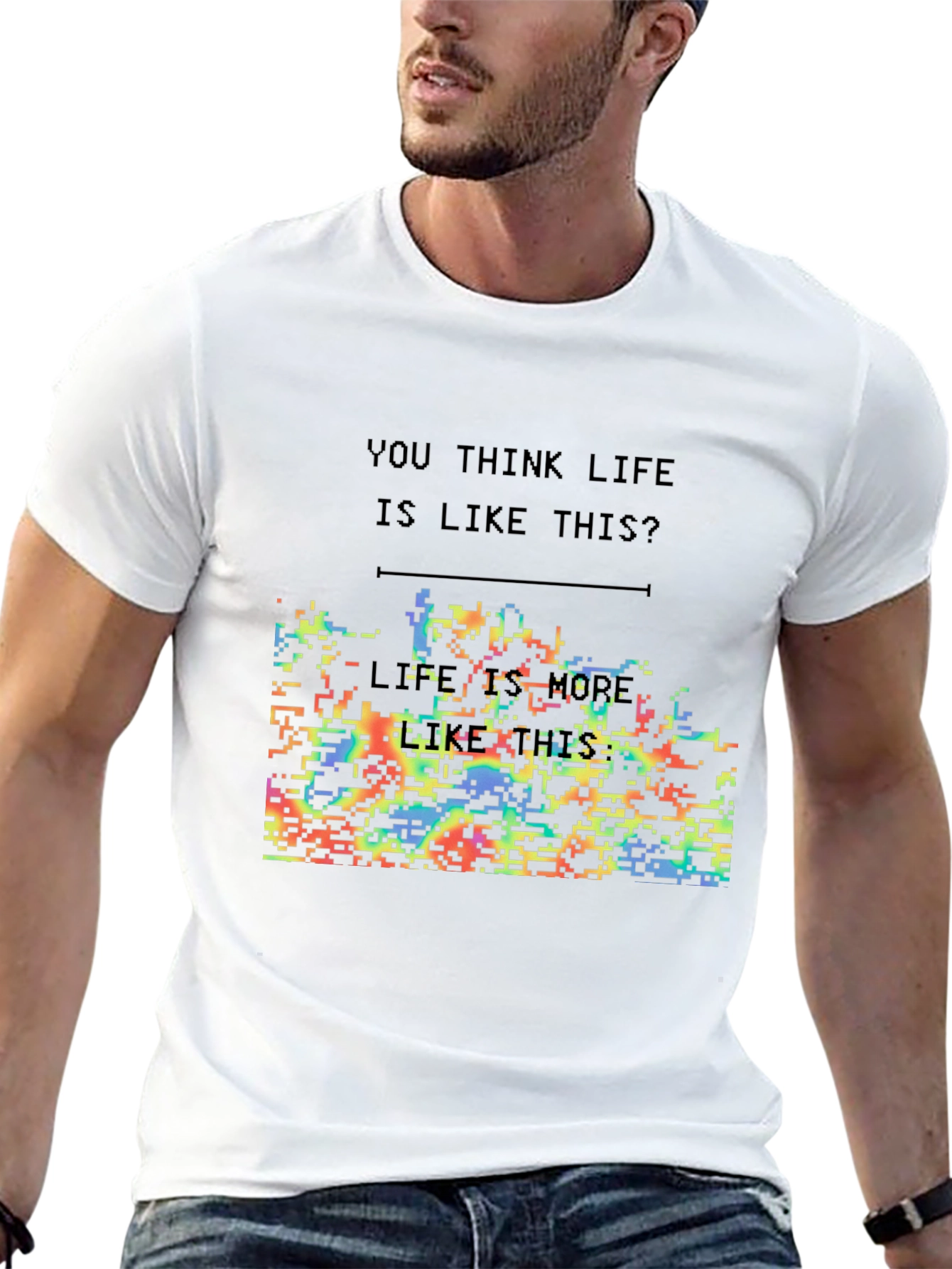 Think Life T-Shirt: Pixelated Conways Game of Life Design