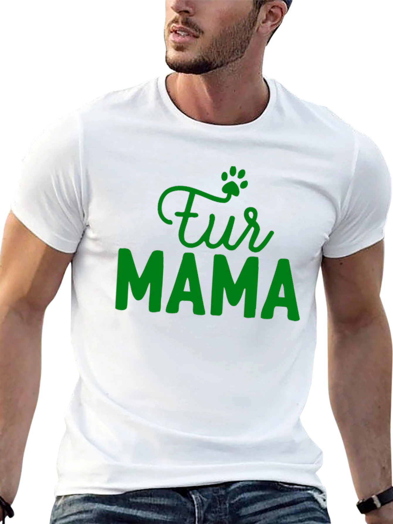 Fur Mama Paw Print Graphic T-Shirt - Black