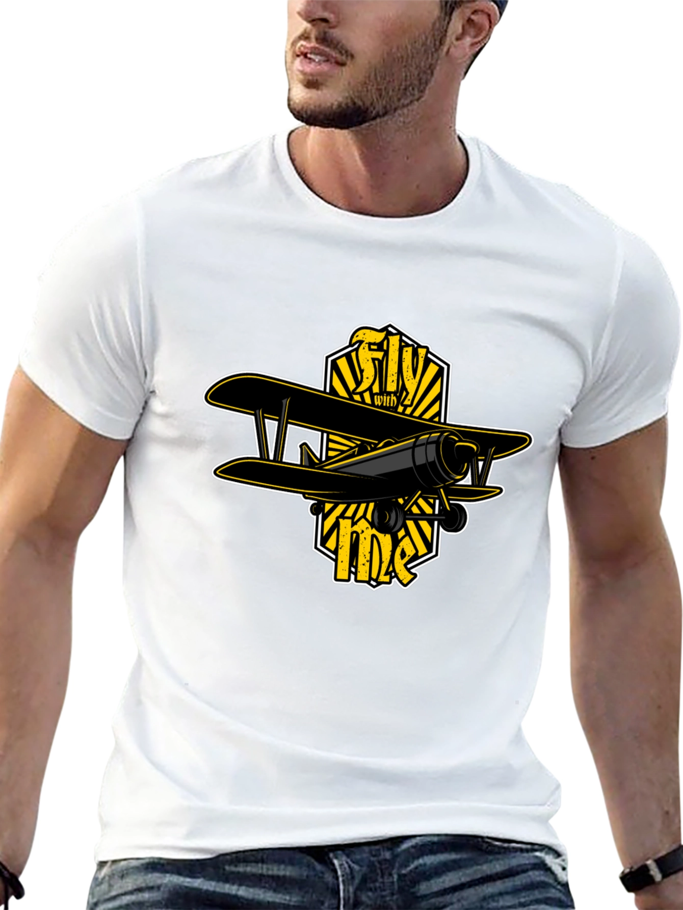Fly With Me Biplane Graphic T-Shirt