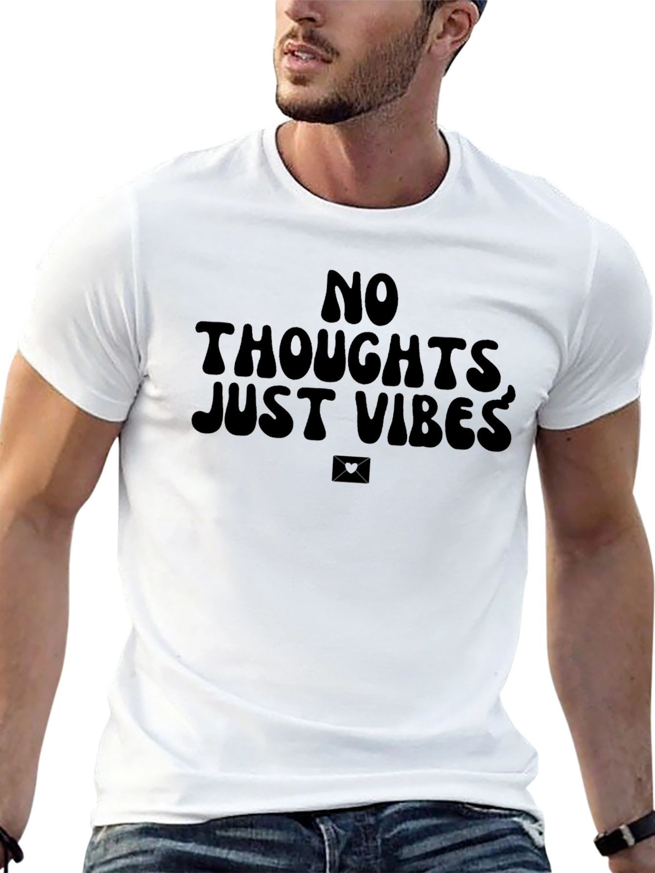 No Thoughts Just Vibes Graphic Tee - Black
