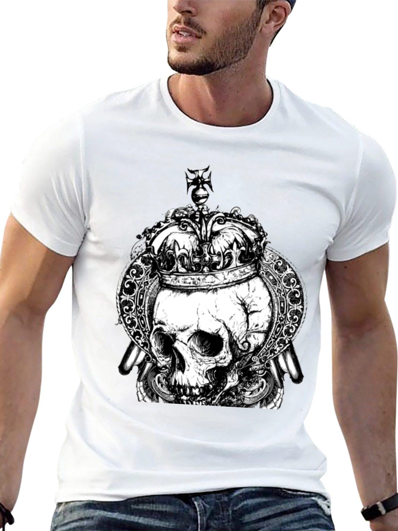 Skull King Graphic T-Shirt - Black Crew Neck Tee