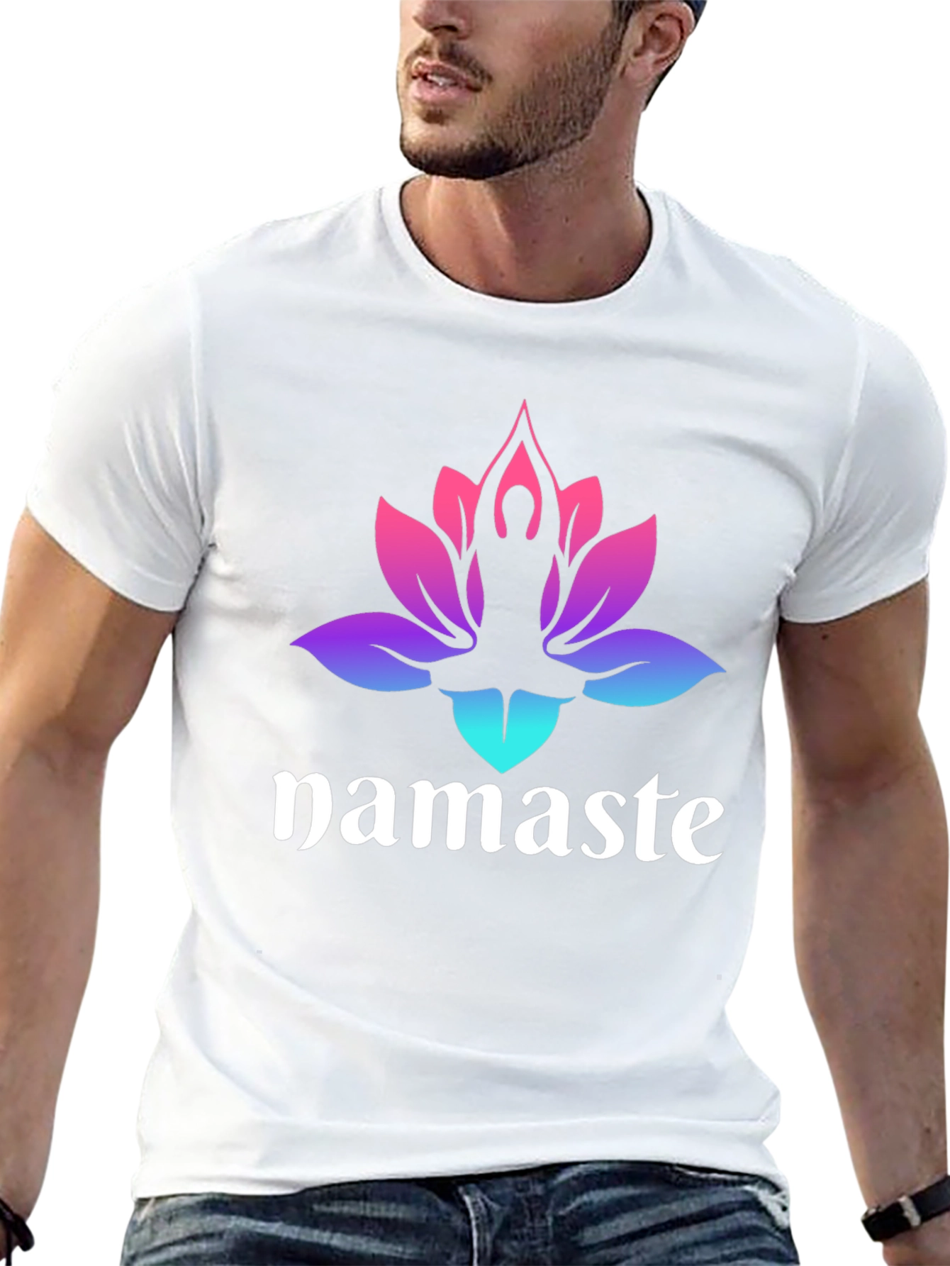 Namaste Lotus Yoga T-Shirt - Gradient Design
