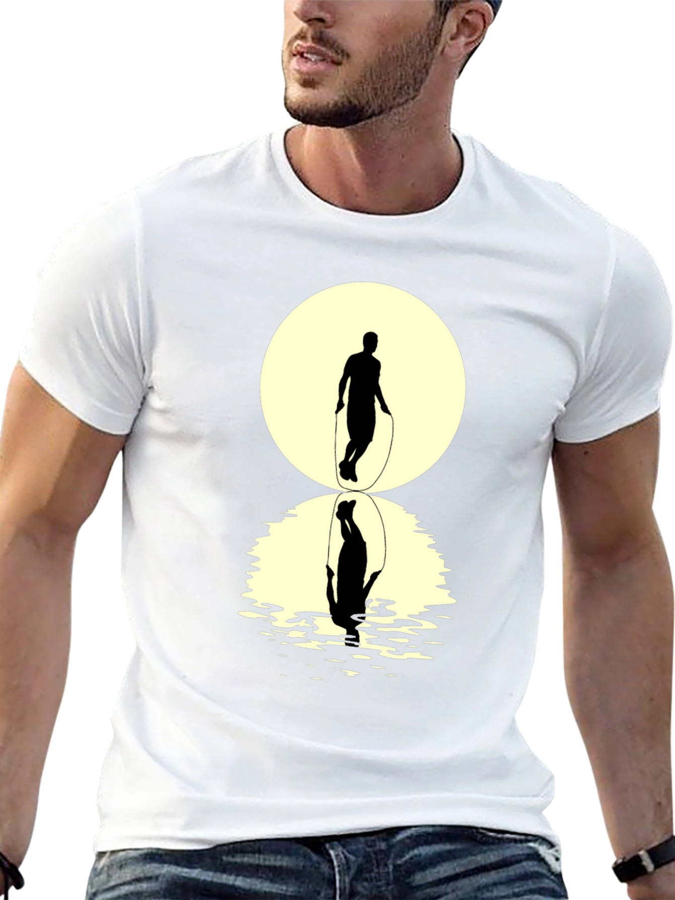 Jump Rope Silhouette Graphic Tee - Reflective Design
