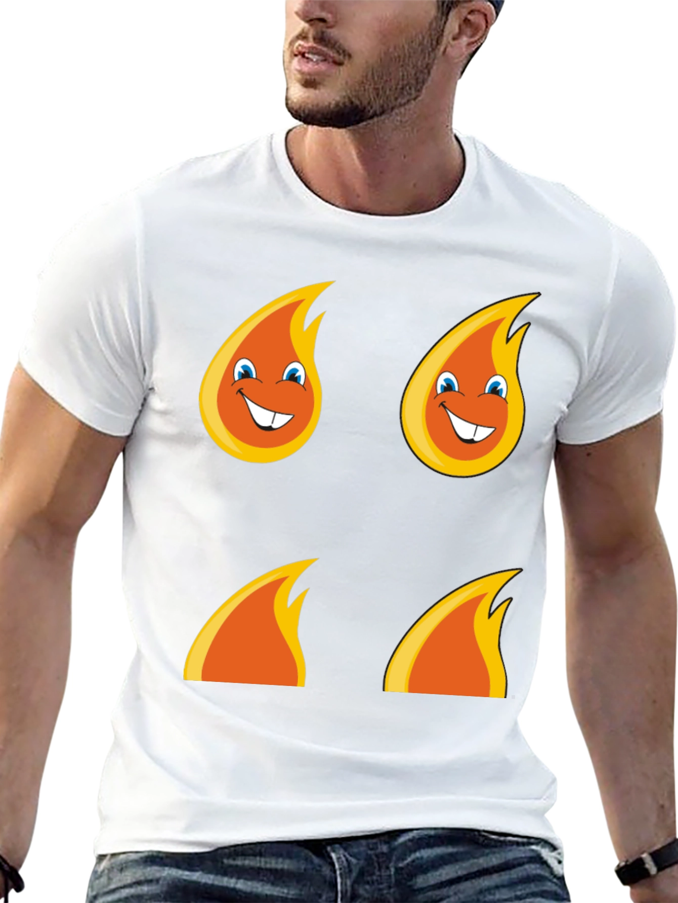 Funny Flame Graphic T-Shirt - Black Cotton Tee