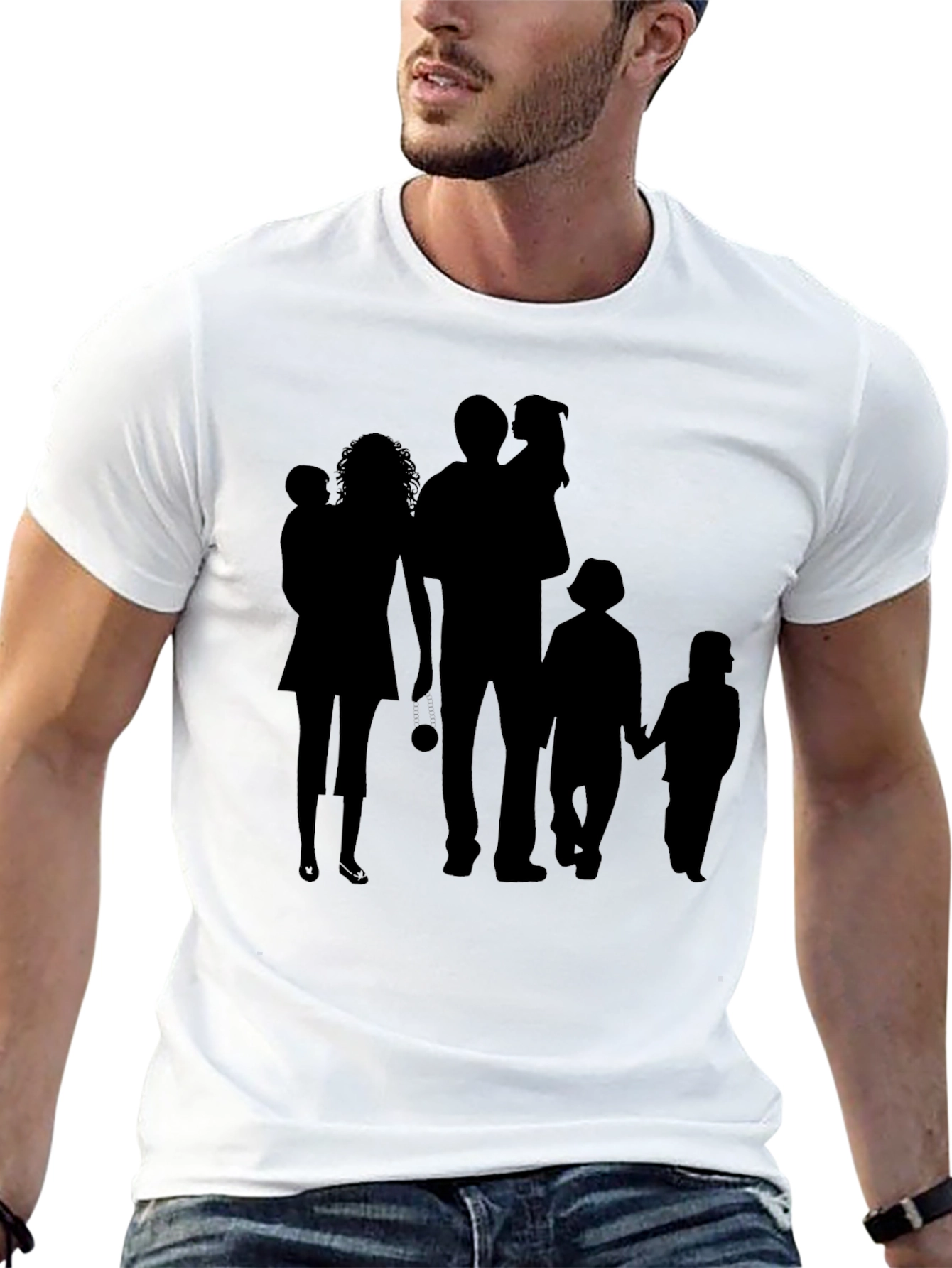 Family Silhouette Print Black T-Shirt