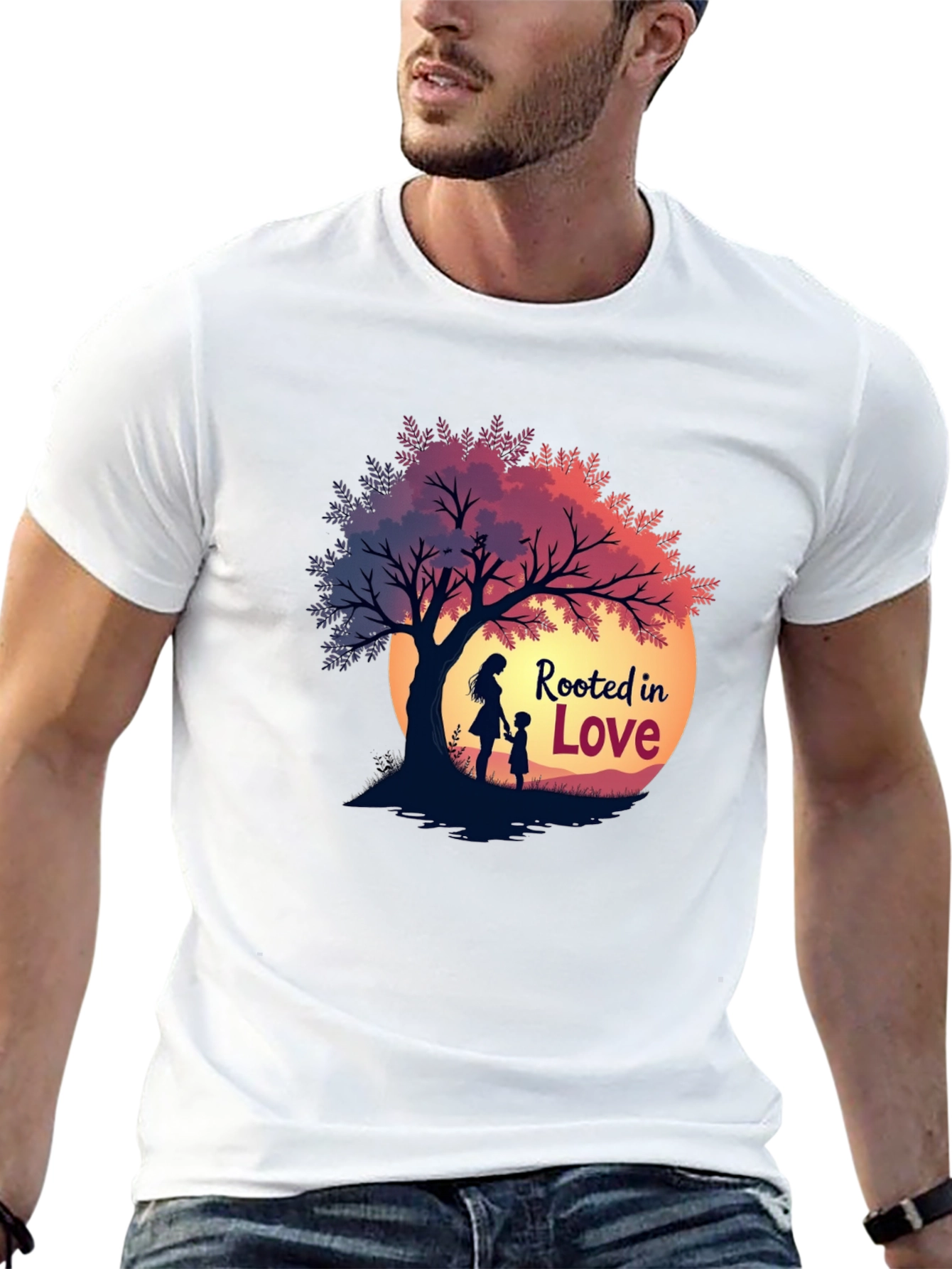 Rooted in Love Graphic Tee - Family Tree Silhouette