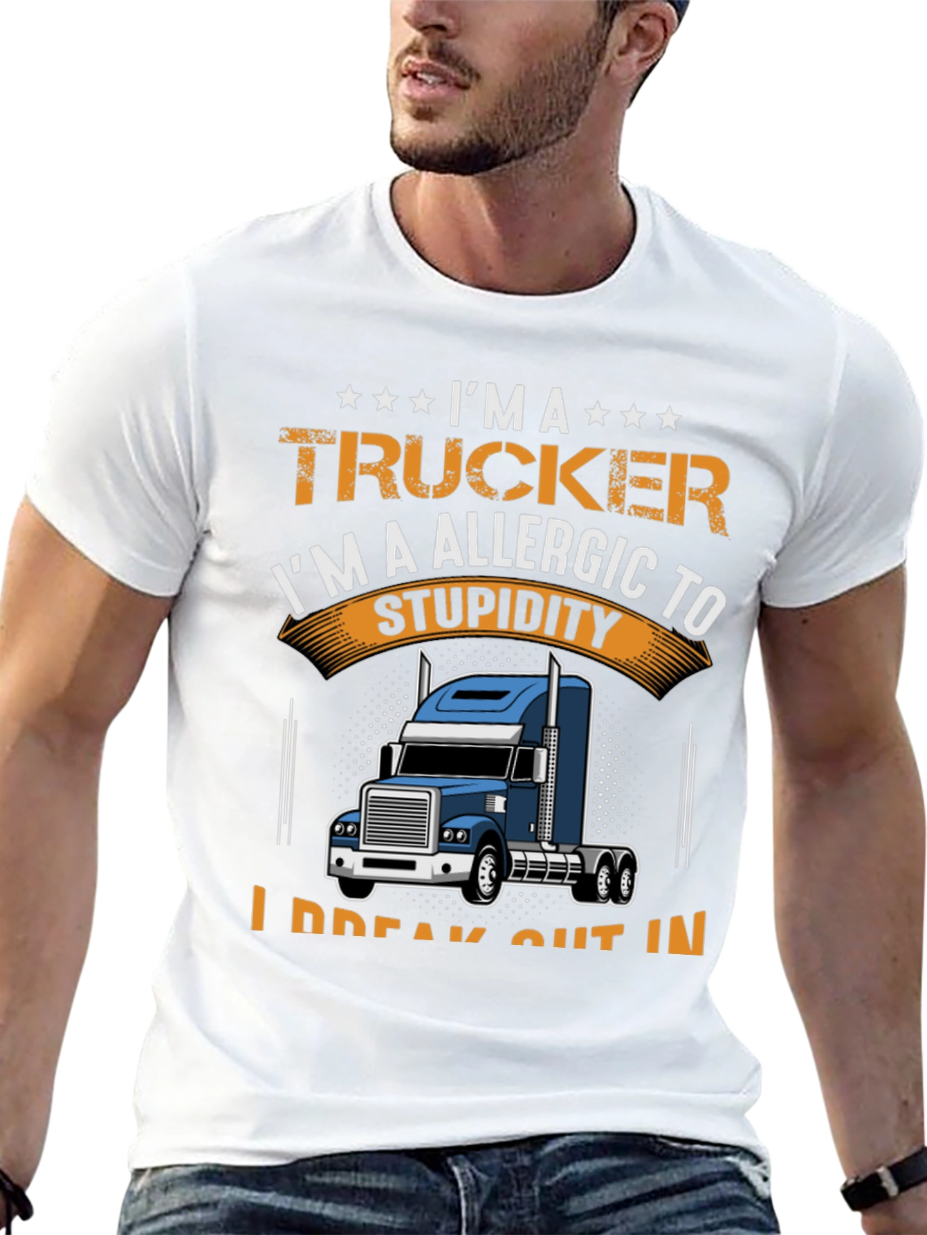Trucker Allergic to Stupidity Graphic T-Shirt