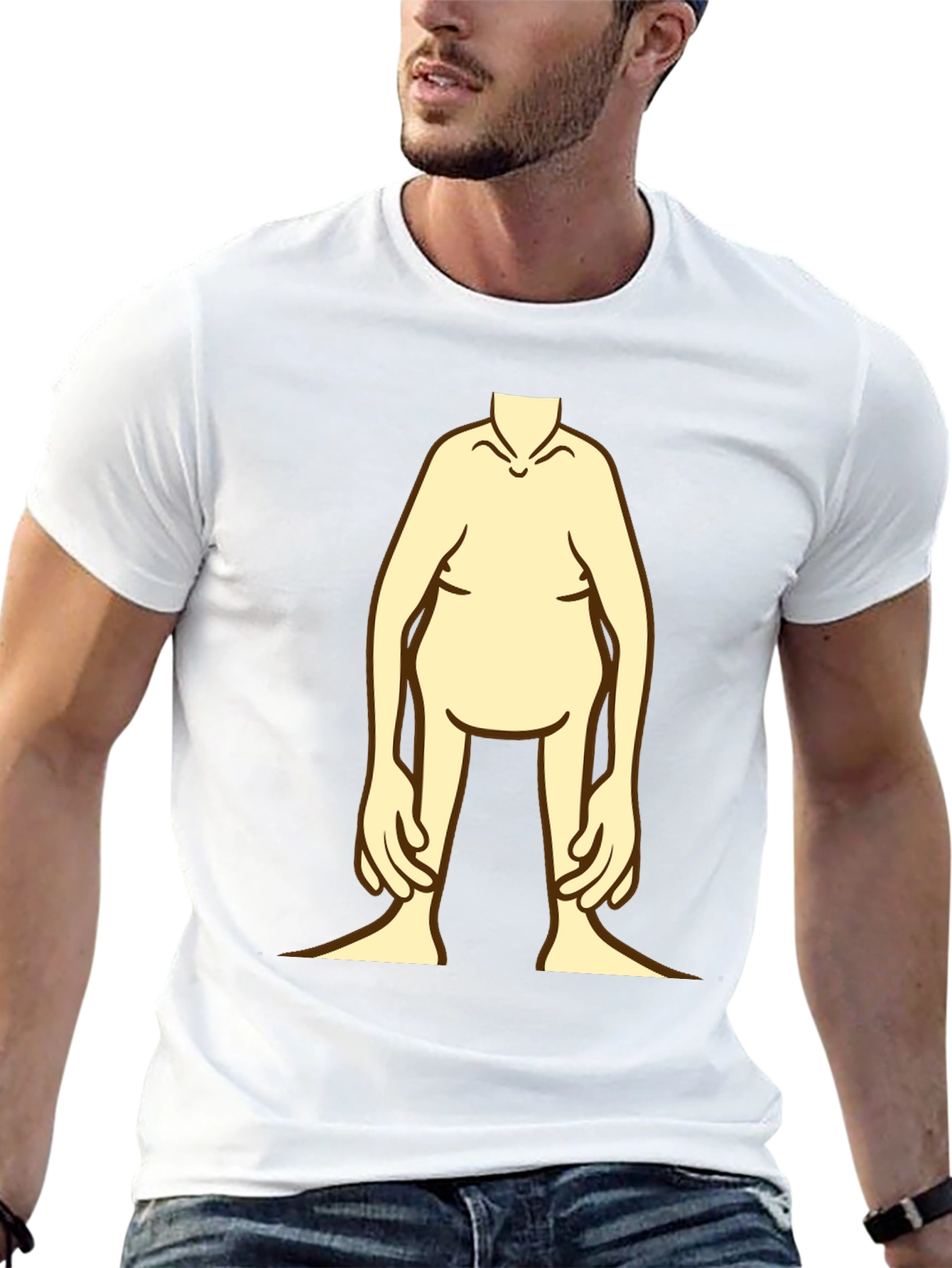 Funny Cartoon Body Black T-Shirt