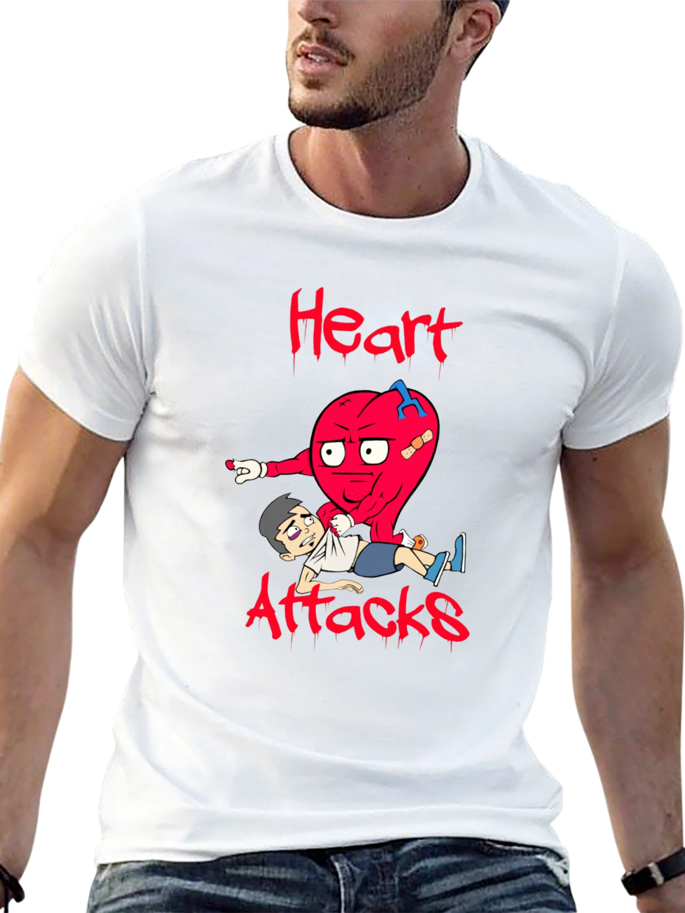Heart Attacks Graphic Tee Funny Cartoon