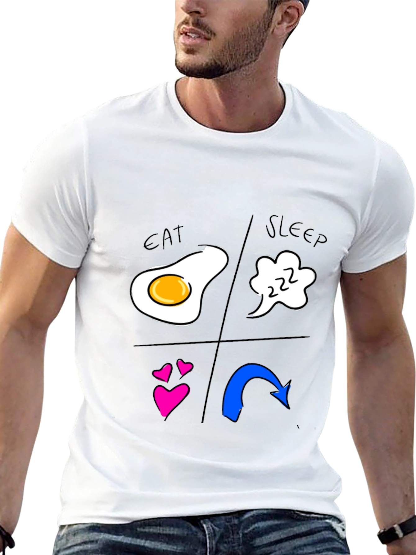 Eat Sleep Love Repeat Graphic Tee - Black