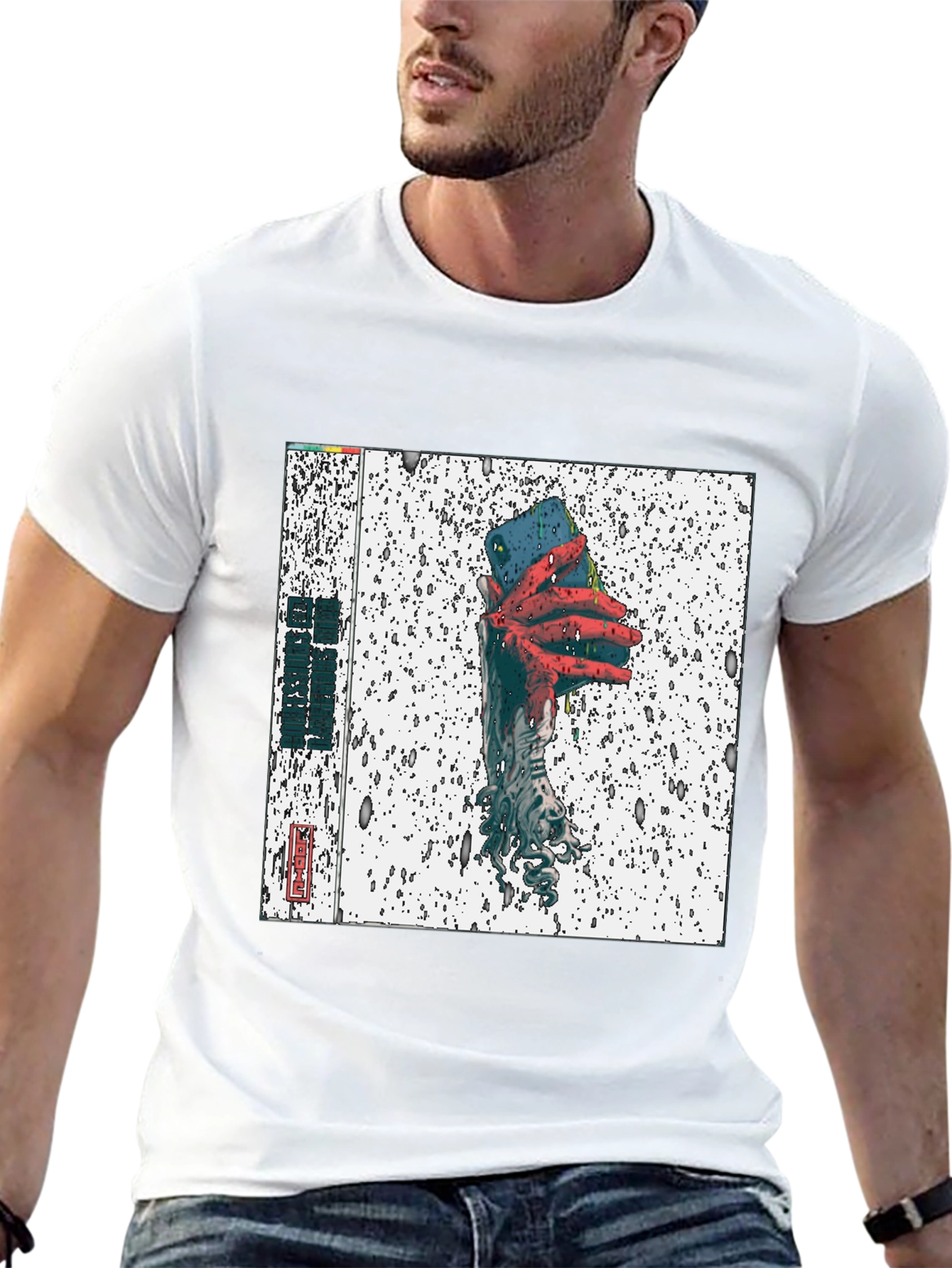 Black T-Shirt with Unique Graphic Print