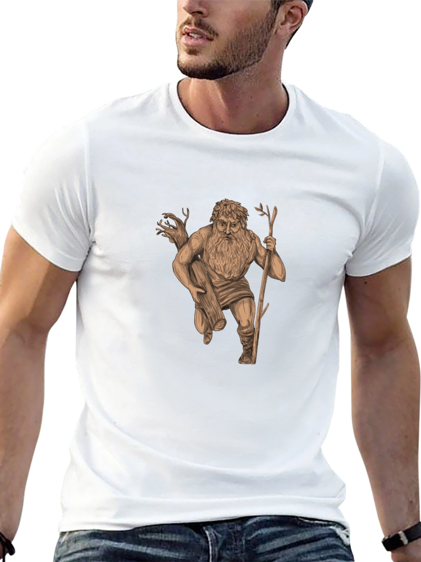 Mythical Woodcut Graphic Tee - Black