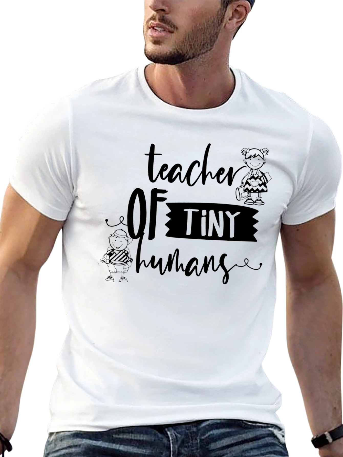 Teacher of Tiny Humans Black Graphic Tee