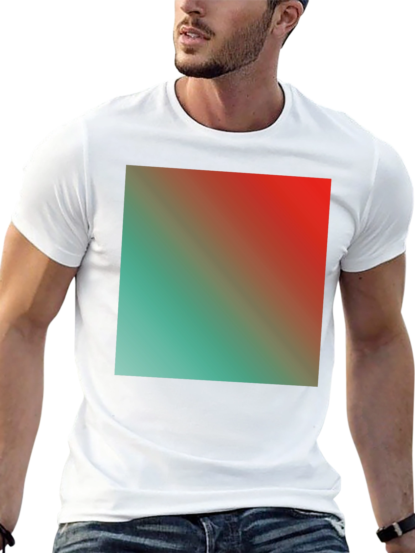 Gradient Square Graphic Black Tee