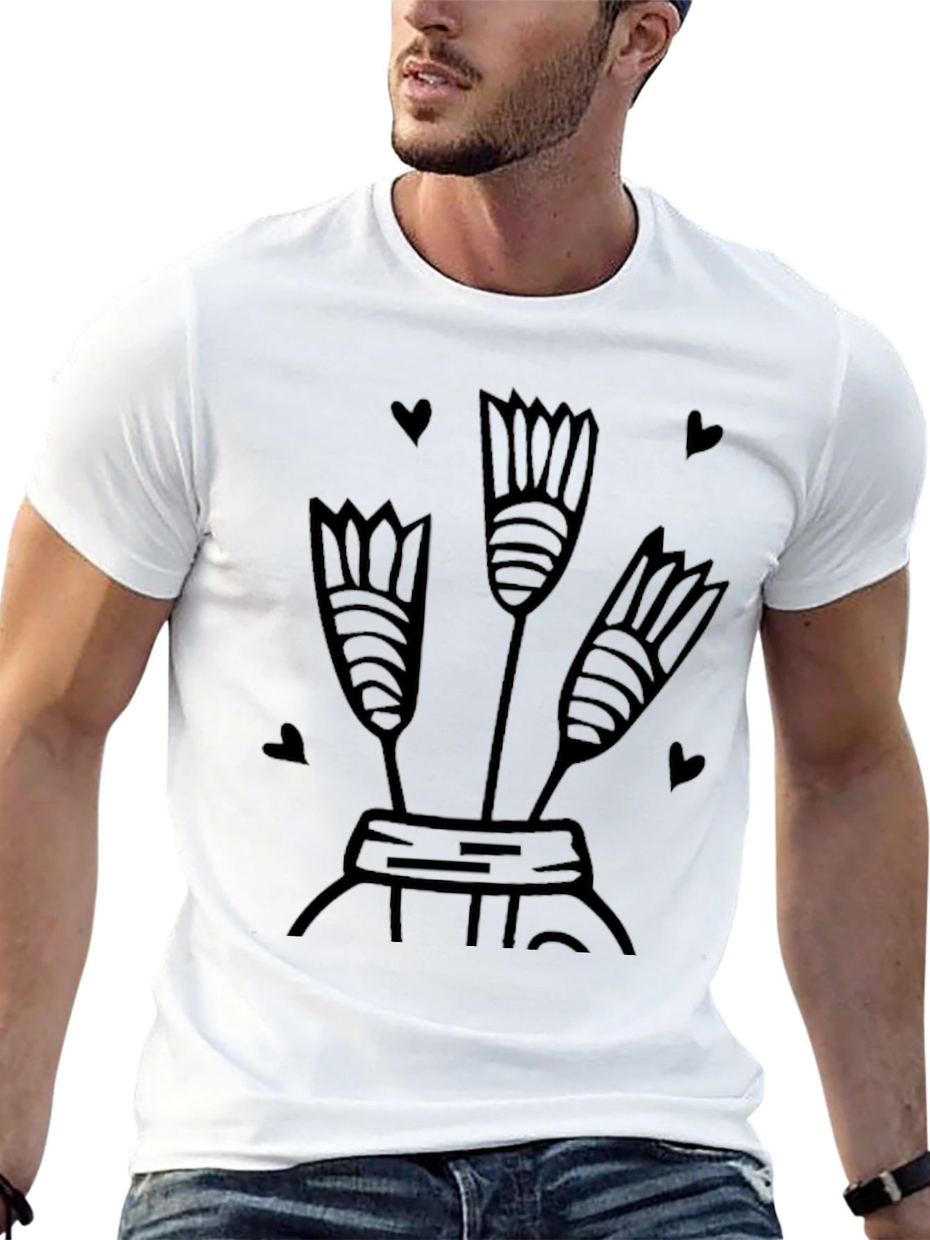 Floral Heart Graphic Tee - Stylish Black T-Shirt