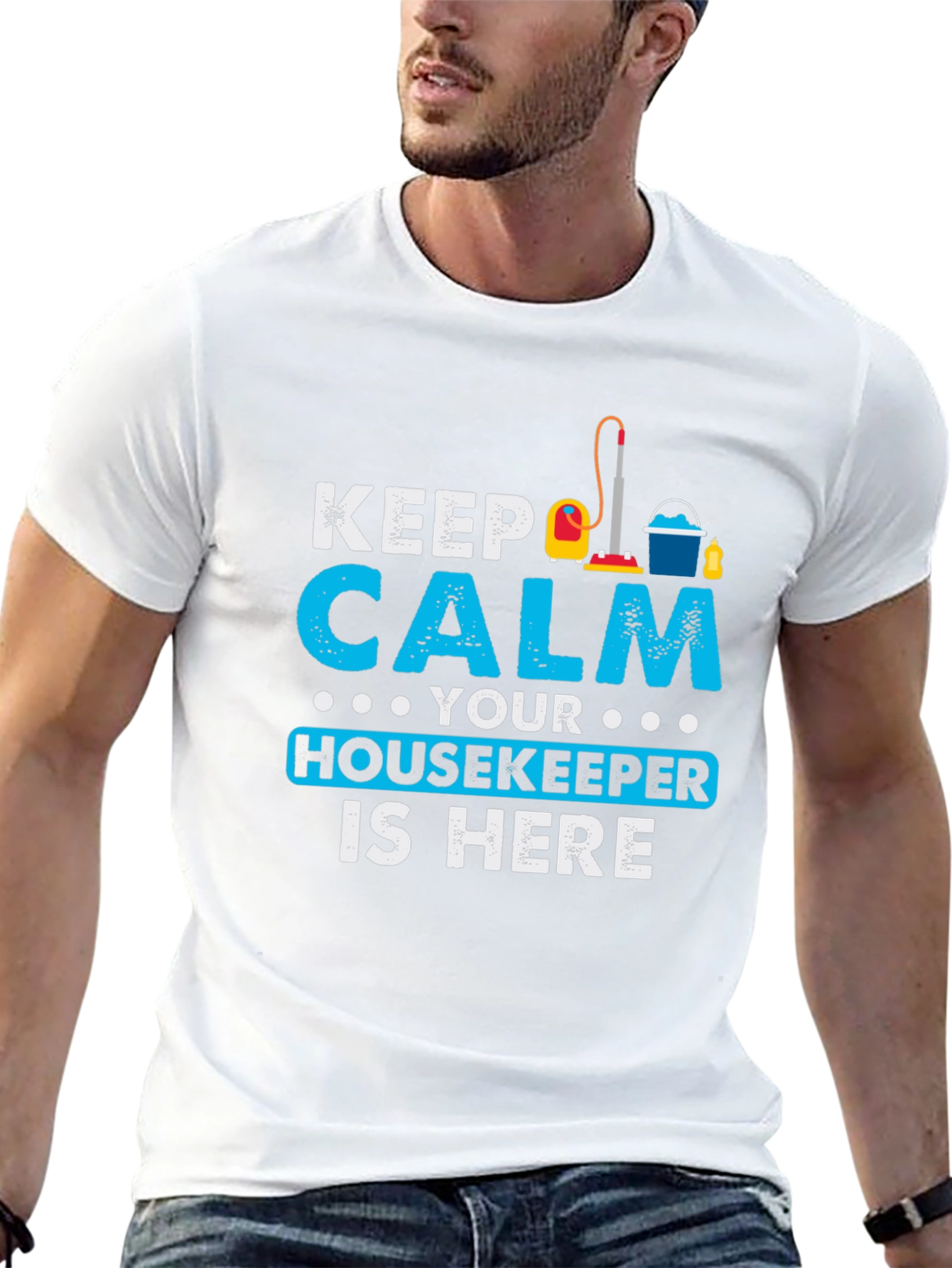 Keep Calm Housekeeper Is Here Black T-Shirt
