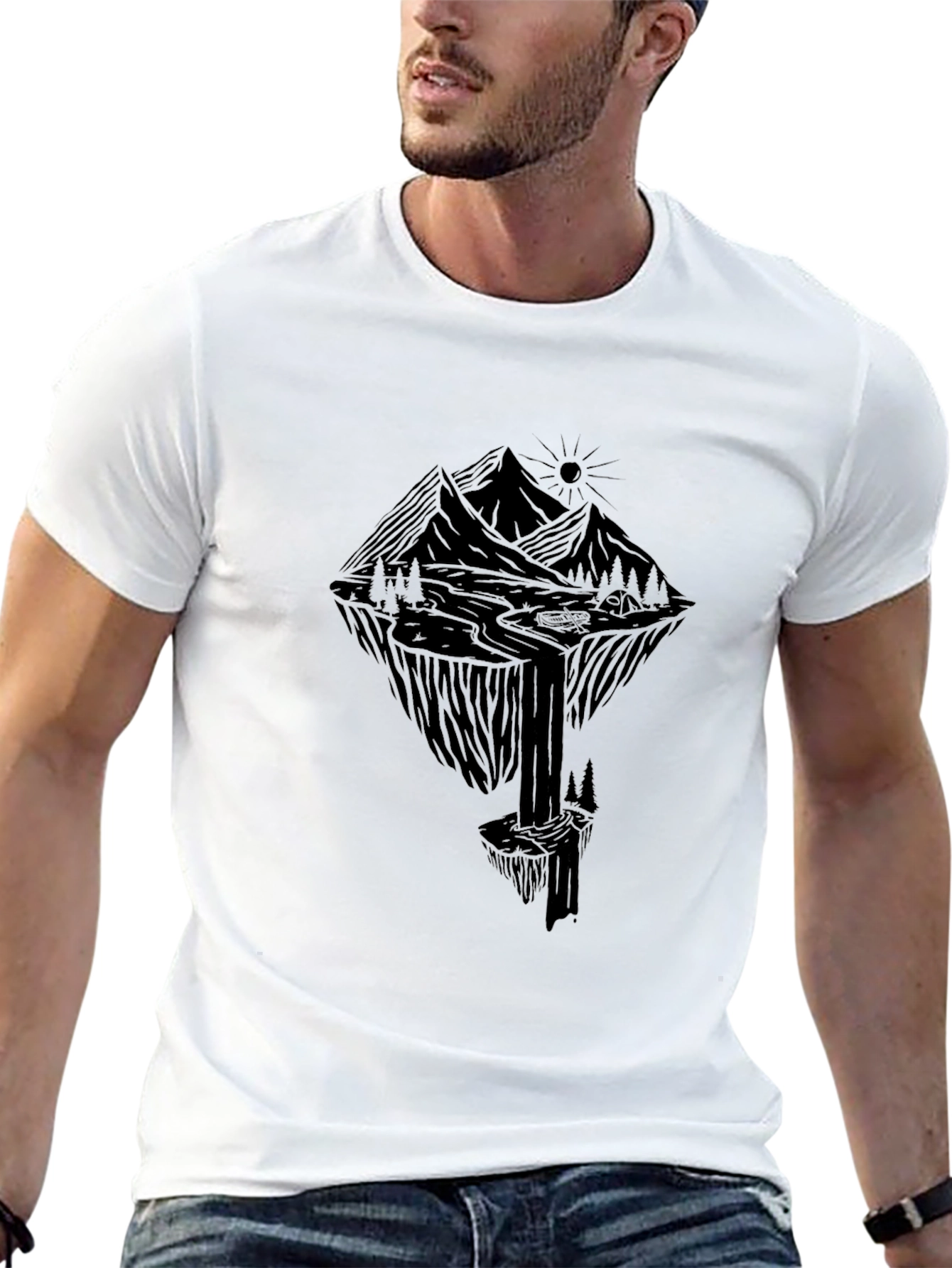 Mountain Graphic Black T-Shirt - Nature Adventure Design